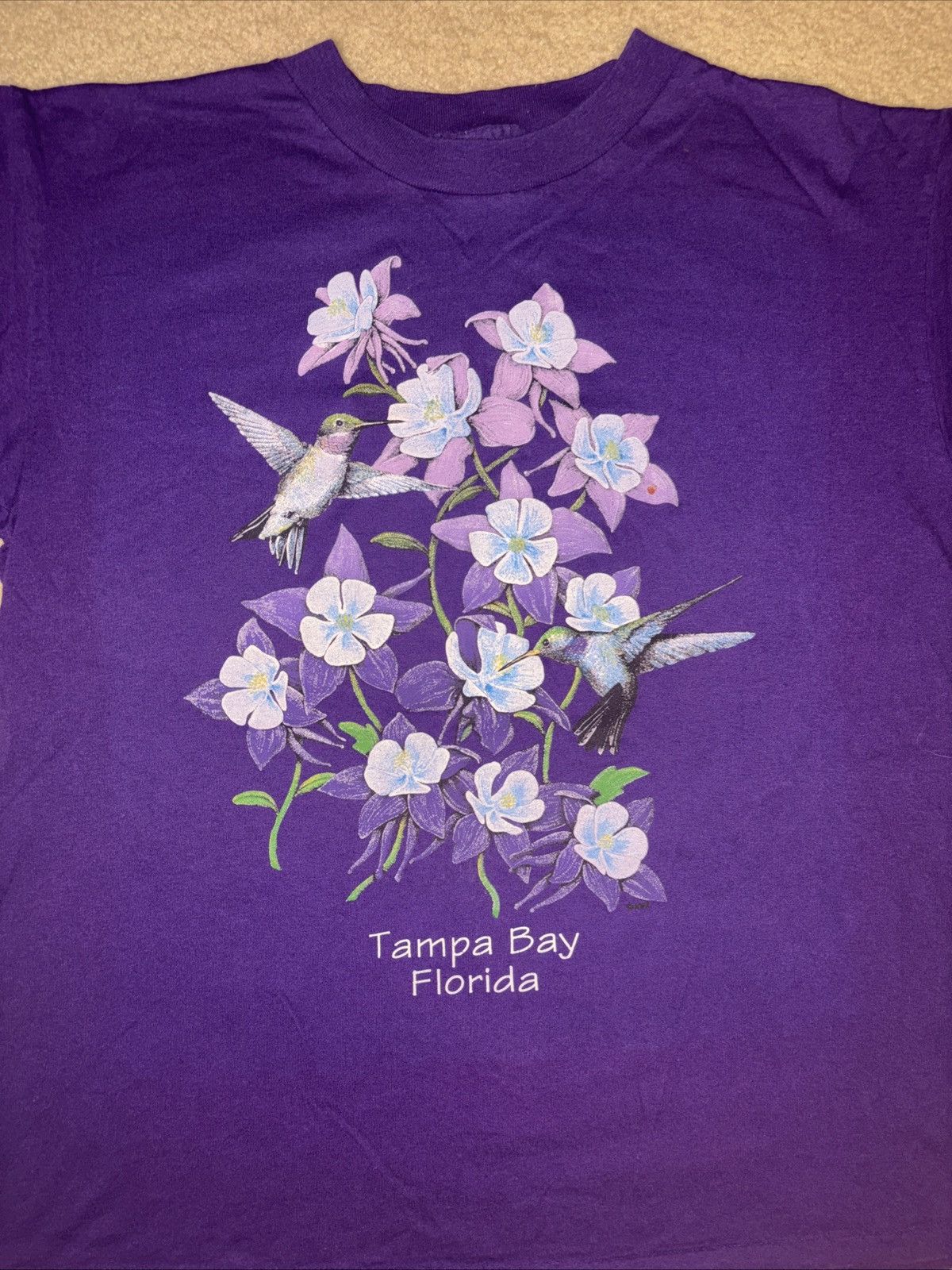 Vintage VTG 90s Tampa Bay Florida WILD FLOWERS T-Shirt Mens Large Size US L / EU 52-54 / 3 - 4 Thumbnail