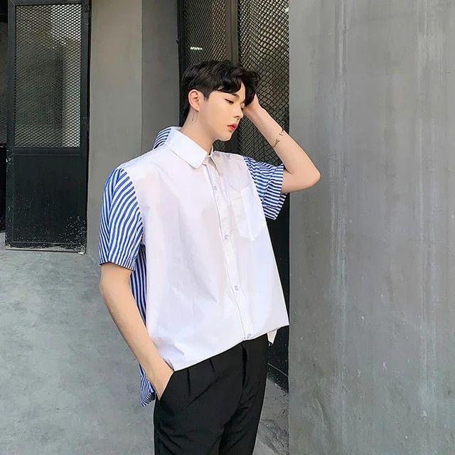 Japanese Brand × Vintage Back Stripe Short Sleeve Button Up Size US L / EU 52-54 / 3 - 4 Thumbnail