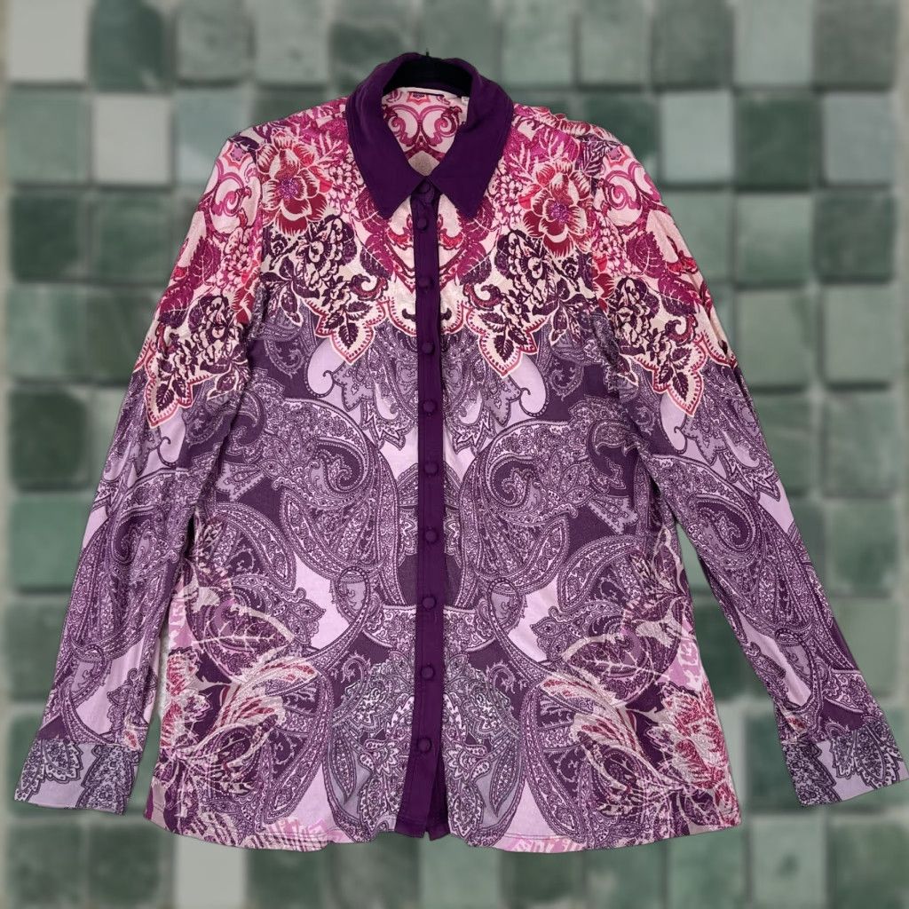 Soft Surroundings Soft Surroundings Seraphina Paisley Button-Up Shirt Womens Medium Purple Size M / US 6-8 / IT 42-44 - 1 Thumbnail