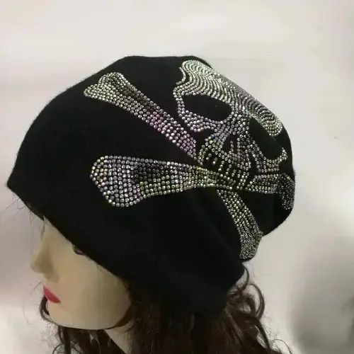 Other Punk Gothic Black Skull Beanie Hats Size ONE SIZE - 3 Thumbnail