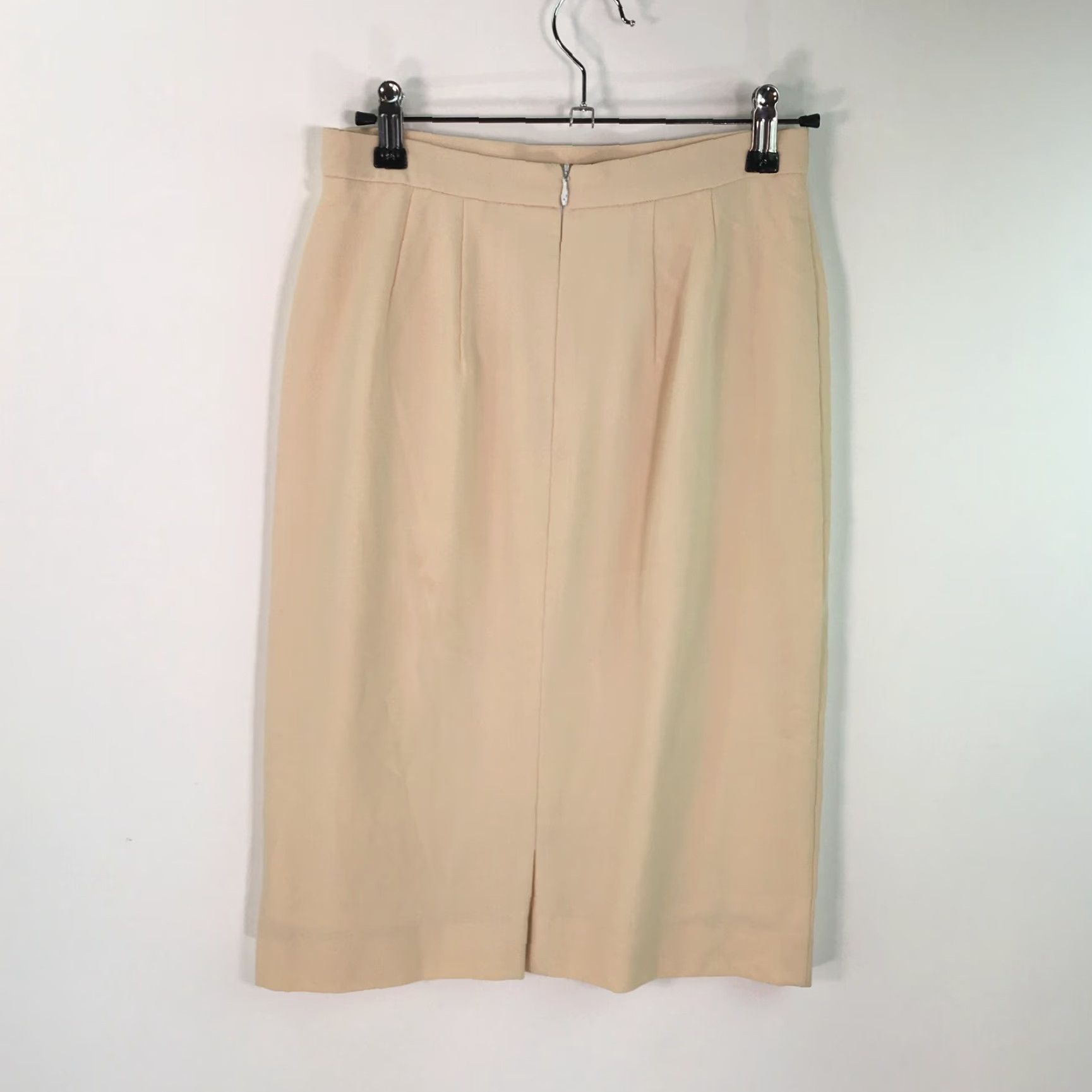 Vintage VINTAGE Laurel Beige Casual Pleated Straight & Pencil Skirt 34 Womens Wool Knee Length Zip Size 24" / US 00 / IT 34 - 3 Thumbnail