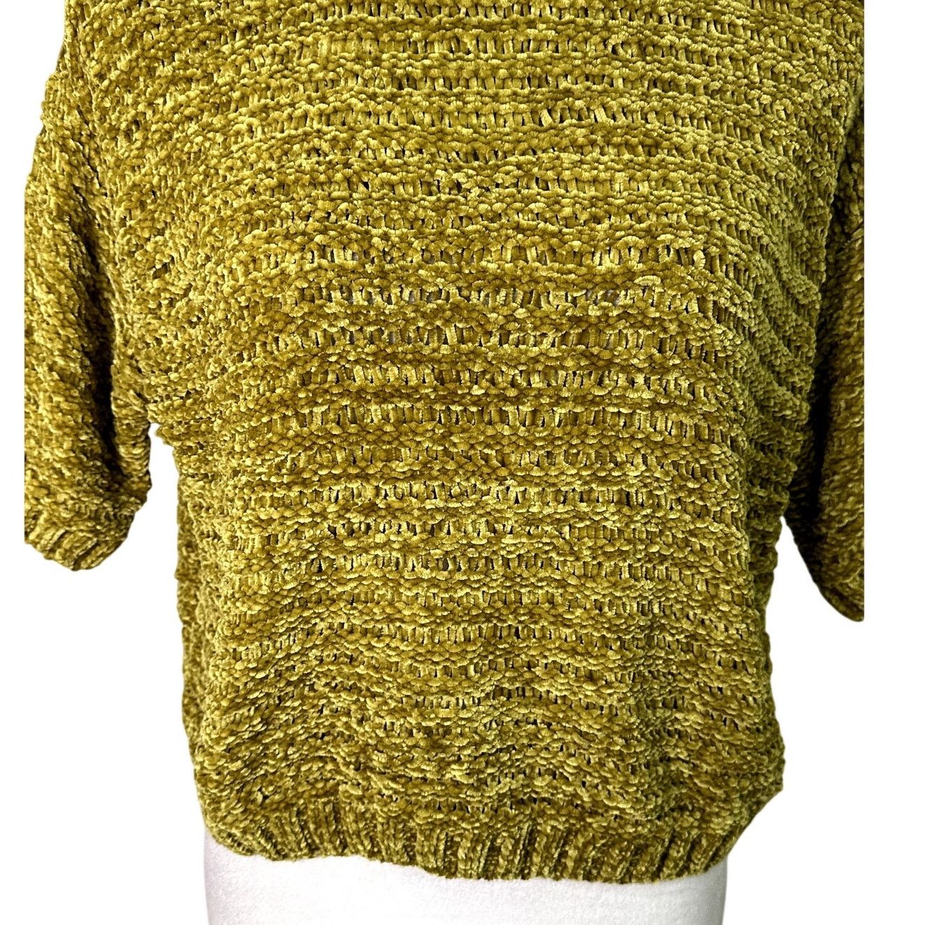 Other Open Edit Sweater Short Sleeve Crop Green Gold W Medium NWT Size M / US 6-8 / IT 42-44 - 4 Thumbnail