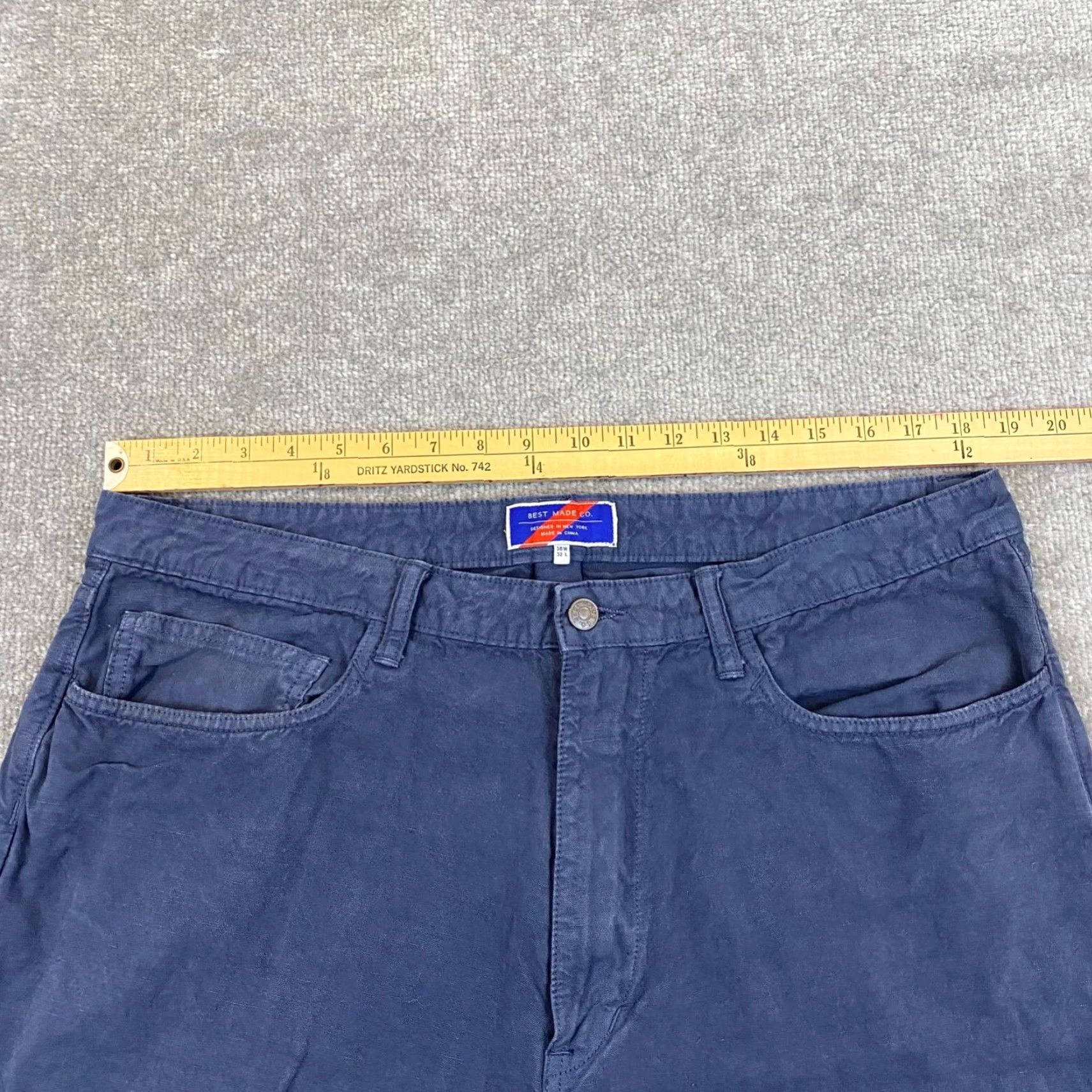 Vintage VINTAGE Best Made Co. Pants Mens 38x32 Blue Twill Khaki Linen Blend Straight 5-Pocket Mens Size US 38 / EU 54 - 3 Thumbnail