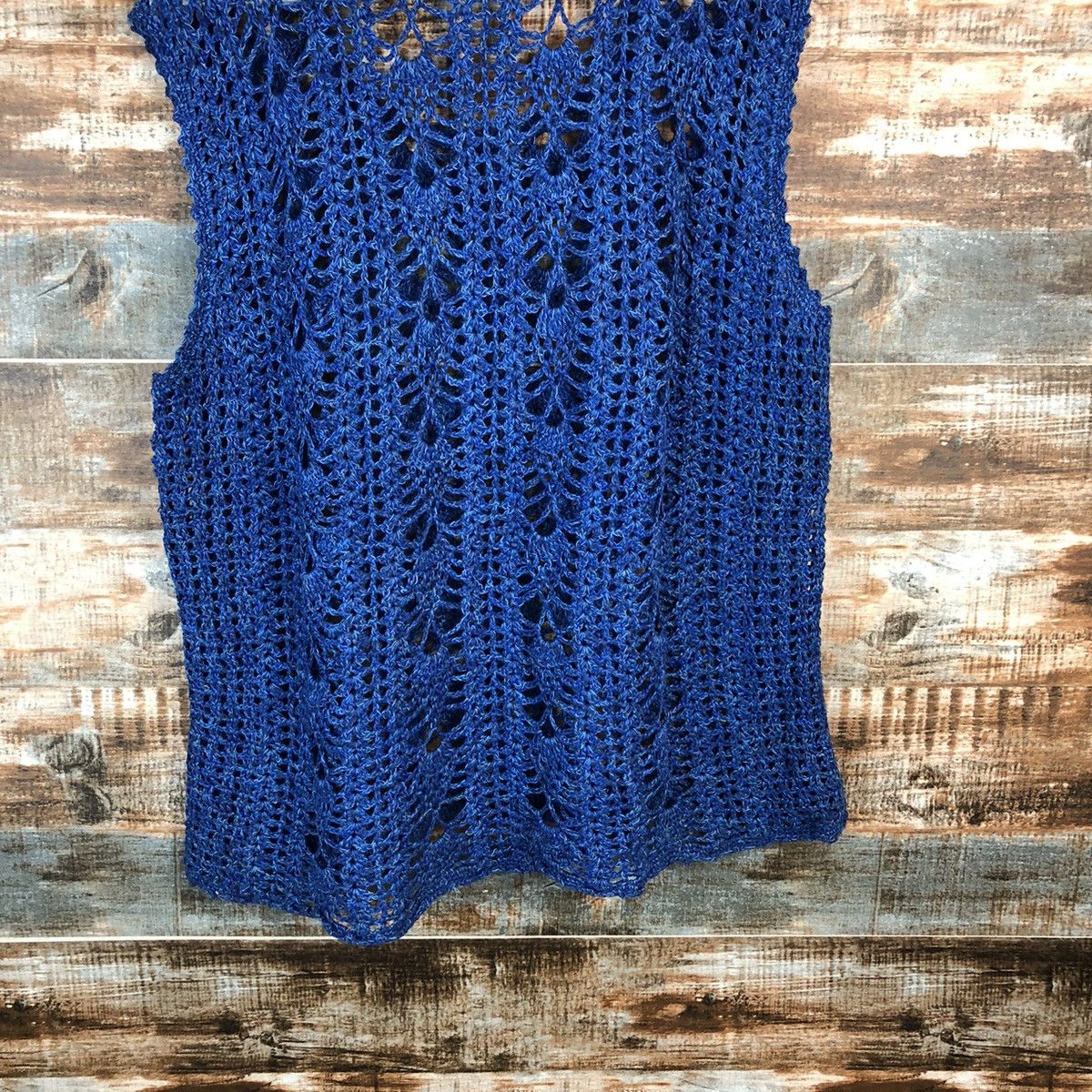 Handmade Japan vintage crochet mesh net knitwear handmade Vest #A2248 Size L / US 10 / IT 46 - 12 Thumbnail