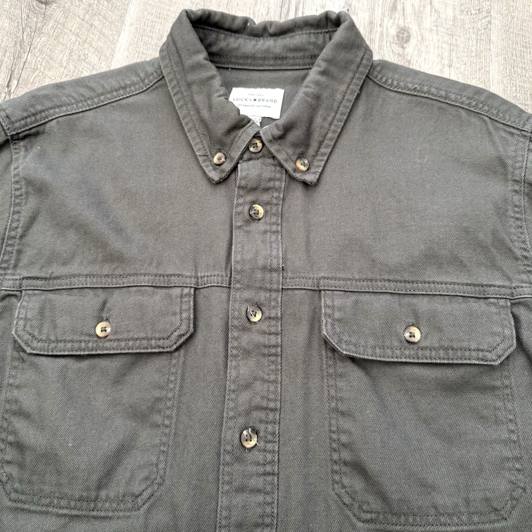 Lucky Brand Lucky Brand Shirt Mens XL Button Up Gray Green Shacket Heavy Pockets Size US XL / EU 56 / 4 - 3 Thumbnail