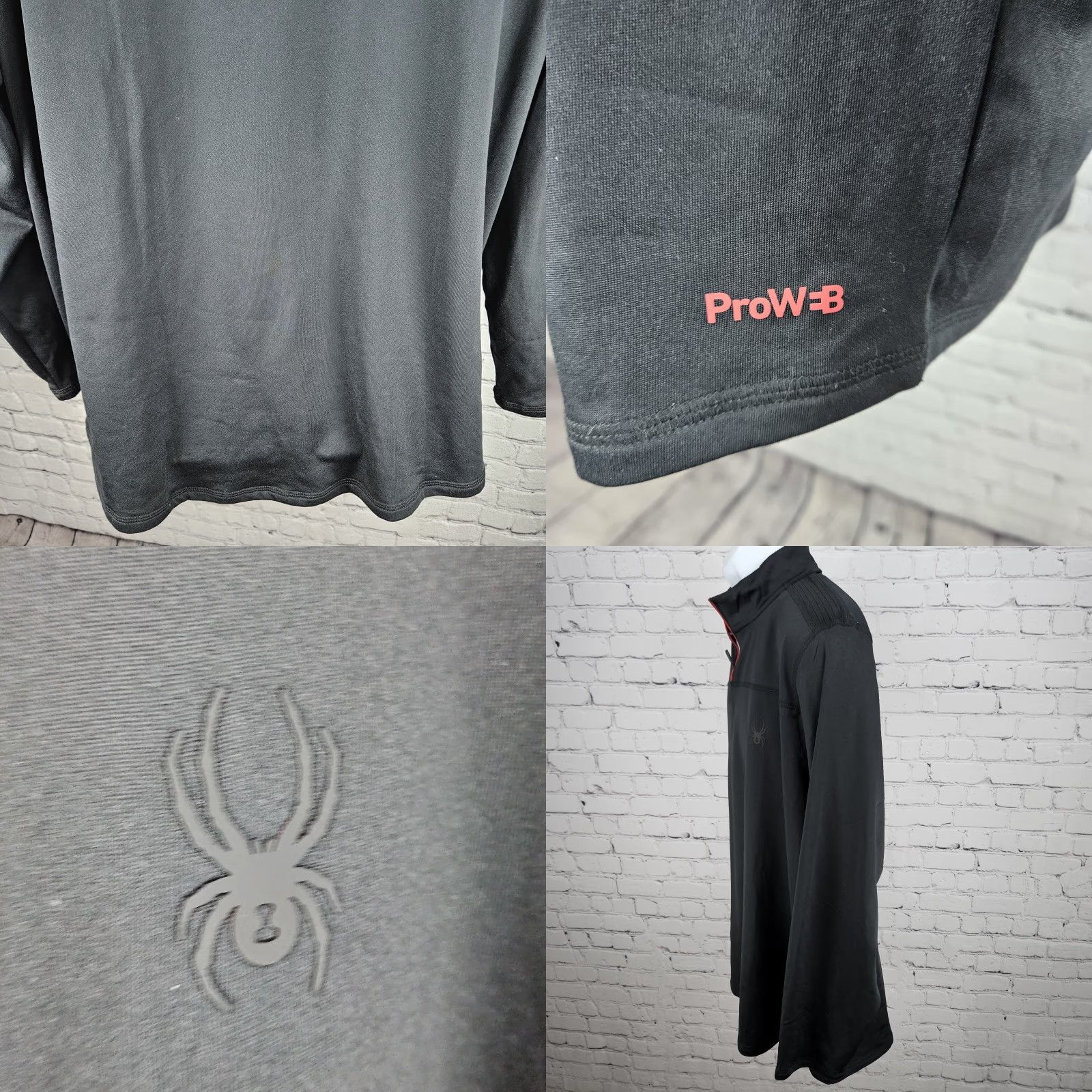 Spyder Spyder Jacket Mens L Black ProWeb 1/4 Zip Pullover Lightweight Stand-Up Collar Zipless? (note: avoid extraneous) Size US L / EU 52-54 / 3 - 8 Thumbnail