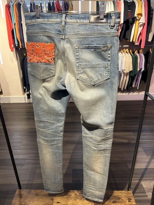 Amiri Amiri Orange Bandana Thrasher Jeans | Grailed