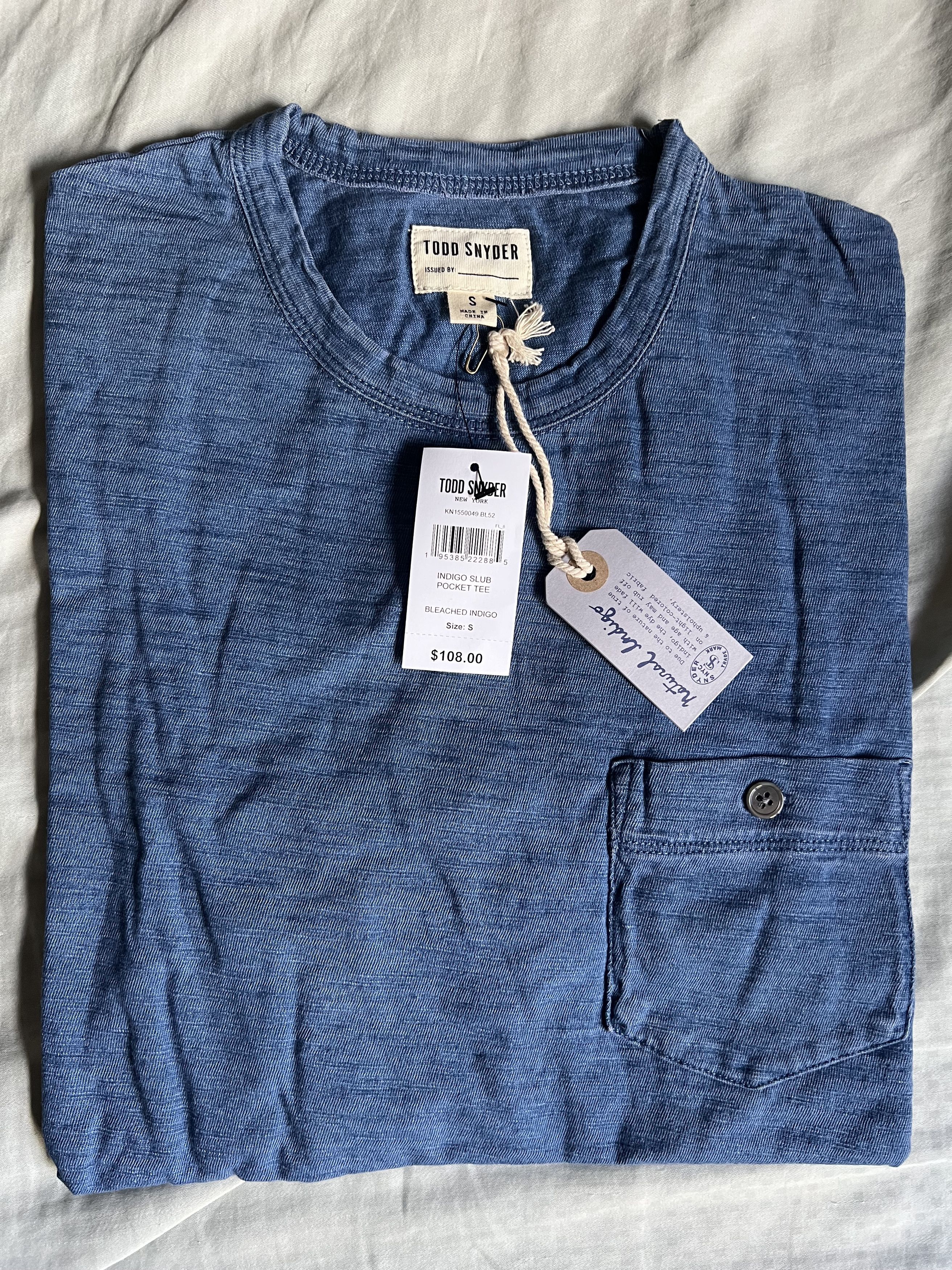 Todd Snyder Todd Snyder Bleached Indigo Slub Pocket Tee SMALL $108 Size US S / EU 44-46 / 1 - 2 Thumbnail