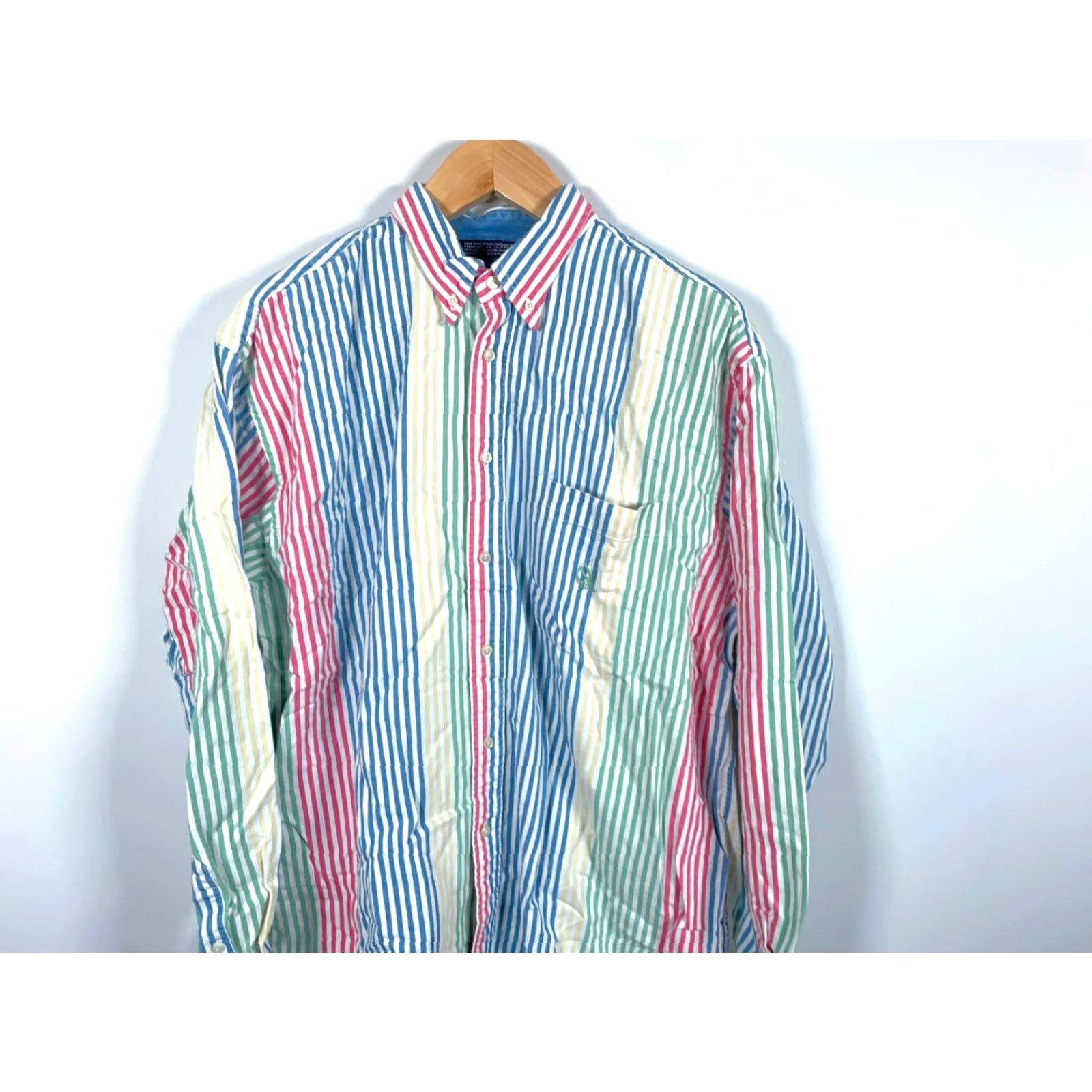 Nautica Nautica Shirt Men's XL Colorful Striped Oversized VTG Preppy Pattern Primary Button-Up Collared Long Sleeve Casual Multicolor Size US XL / EU 56 / 4 - 4 Thumbnail