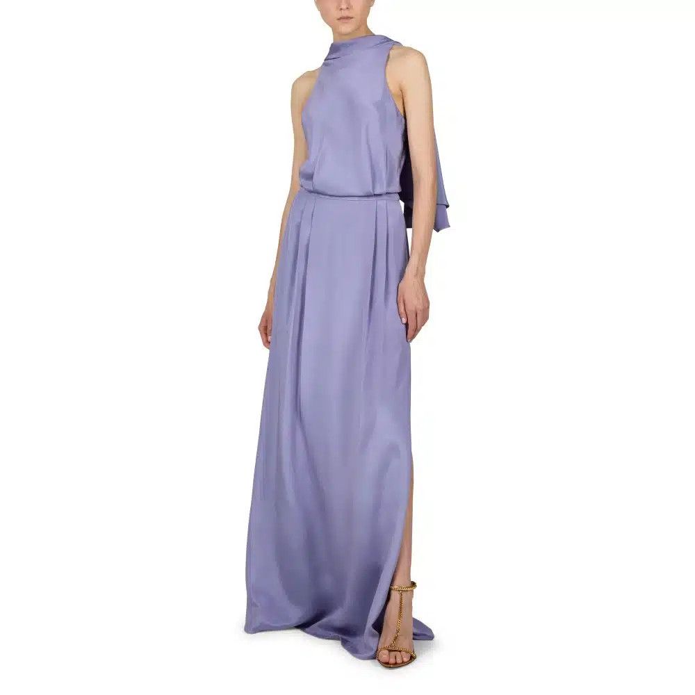 Tom Ford o1loc1c0625 AB3160 Silk Marocain Evening Maxi Dress Purple Size XS / US 0-2 / IT 36-38 - 2 Thumbnail