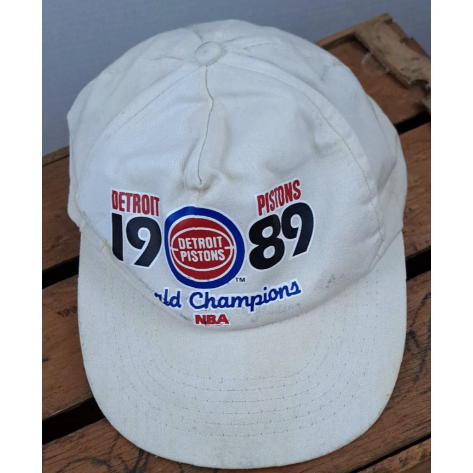 Vintage VINTAGE World Champions Detroit Pistons Hat Snapback Nova Men Adjustable White Cotton Sports Size ONE SIZE - 2 Thumbnail
