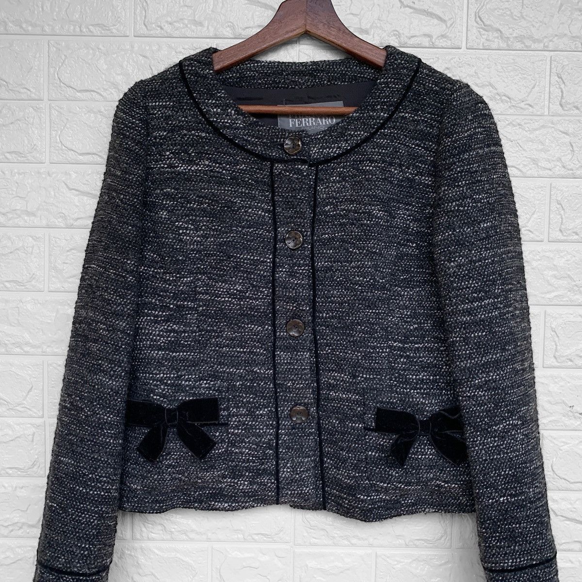 Other FRANCO FERRARO MILANO WOOL TWEED CARDIGAN JACKET Size S / US 4 / IT 40 - 8 Thumbnail