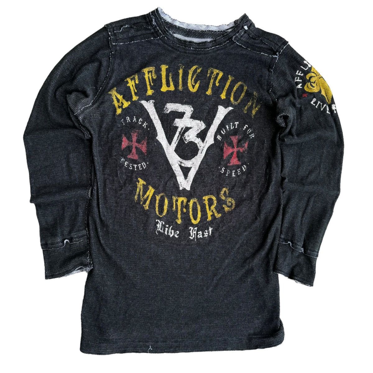 Affliction × Southpole × Vintage Affliction Y2K Reversible Thermal Long Sleeve Shirt Grunge Size US S / EU 44-46 / 1 - 9 Thumbnail