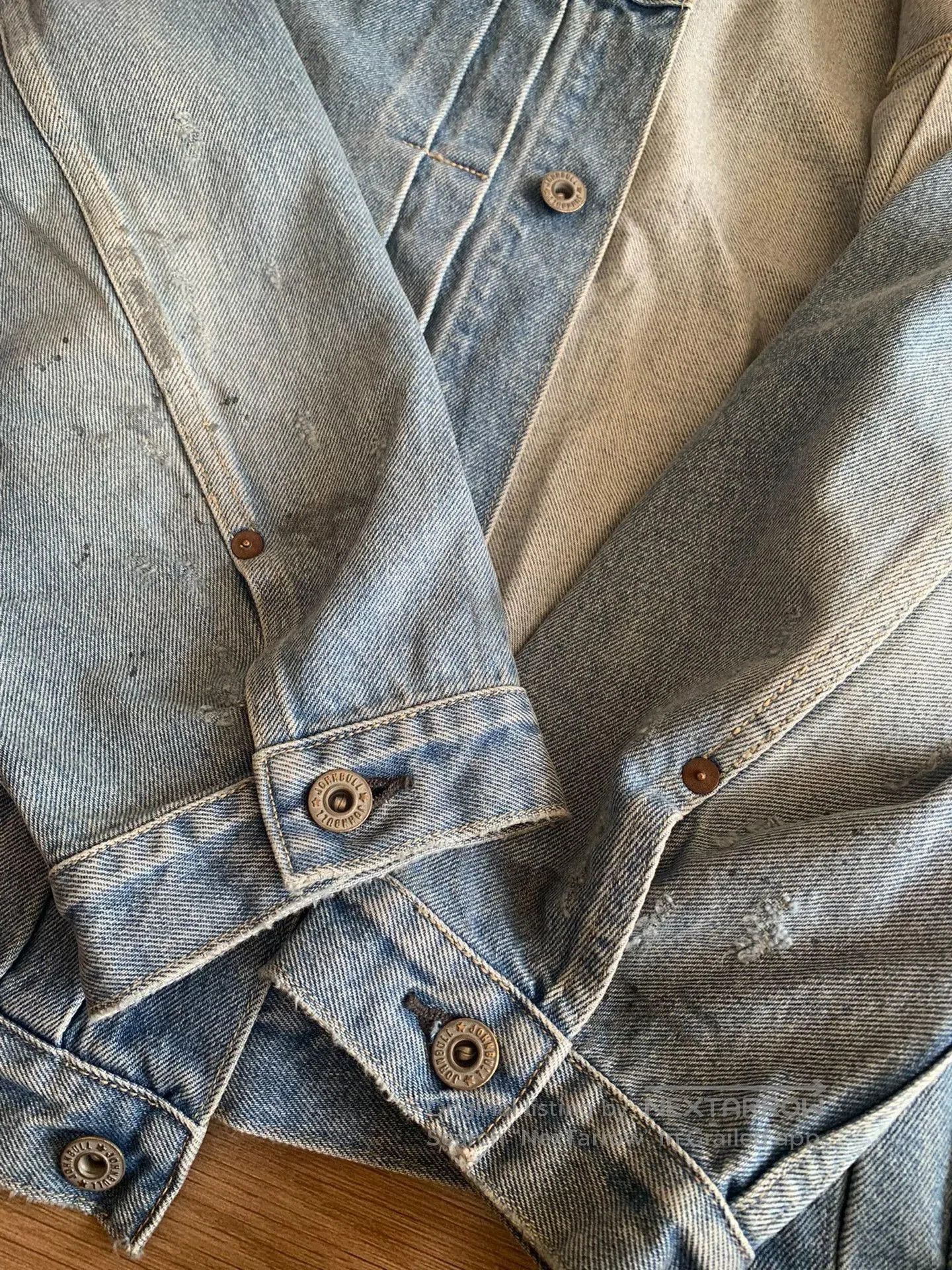 Johnbull JOHNBULL Washed Distressed Denim Jacket. Size US L / EU 52-54 / 3 - 7 Thumbnail