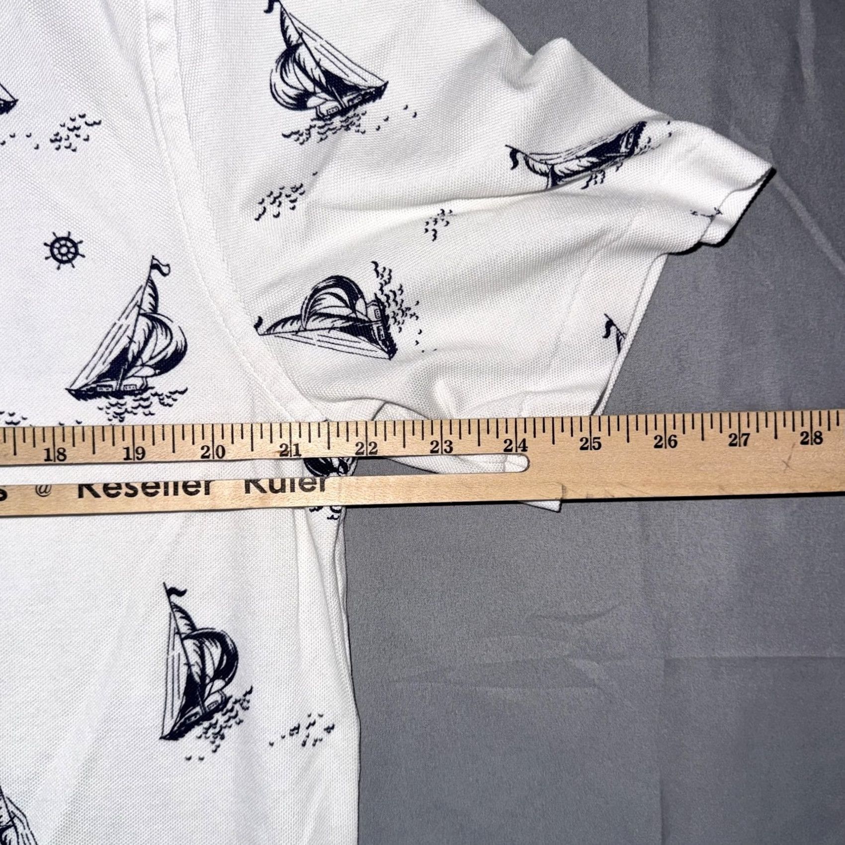 Ralph Lauren Ralph Lauren Polo Shirt Mens L White Knit Oxford Sailboat Nautical Graphic Print Button-Down Collar Short Sleeve Polo Boy Not Applicable Size US L / EU 52-54 / 3 - 7 Thumbnail