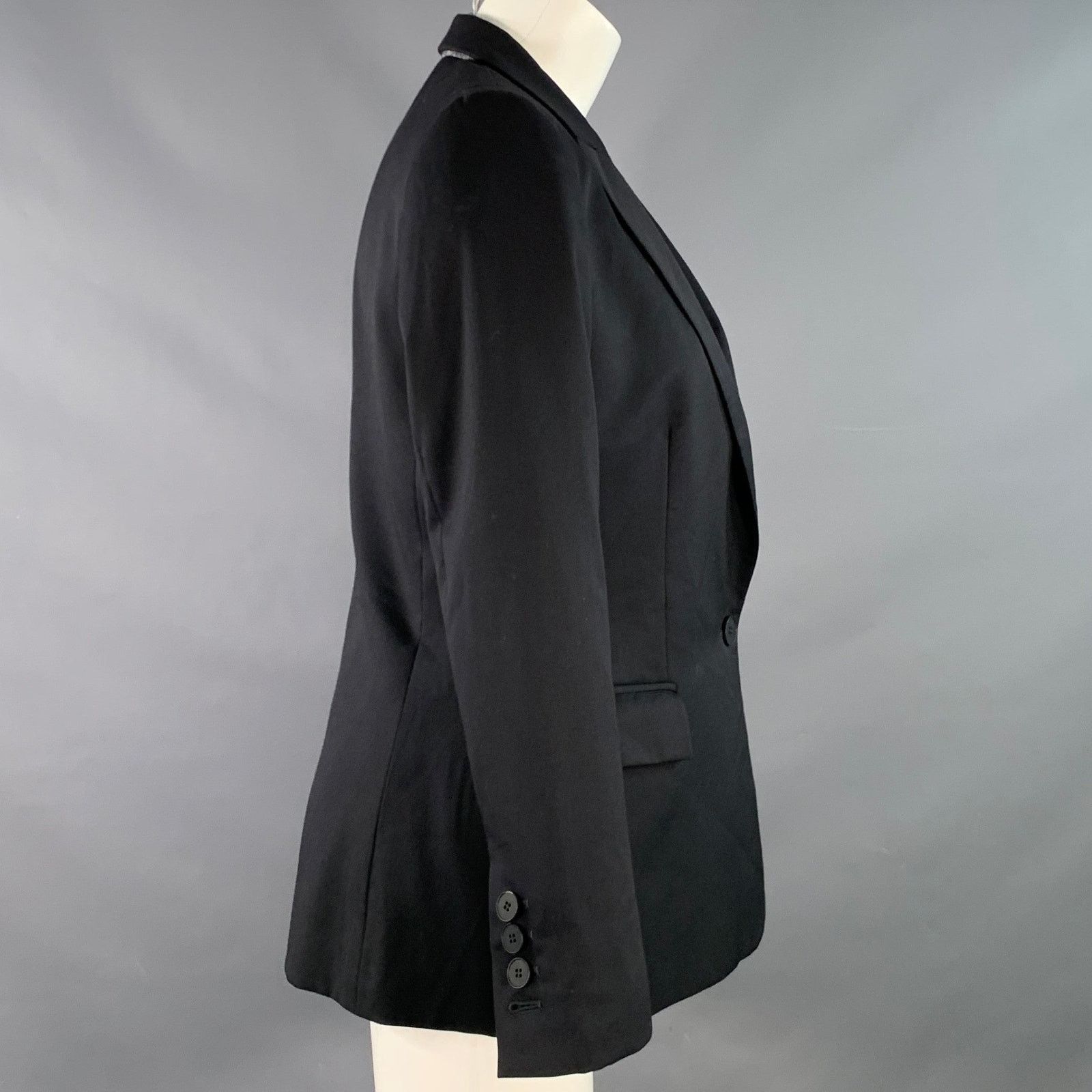 Stella McCartney 4 Black Wool Blend Peak Lapel Single Button Jacket Blazer Size S / US 4 / IT 40 - 2 Thumbnail