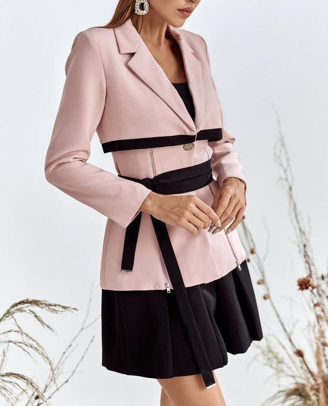 Designer × Other NWT, Lavishly Paris Pink Long Sleeve Skirt Suit Dress. Size M / US 6-8 / IT 42-44 - 9 Thumbnail