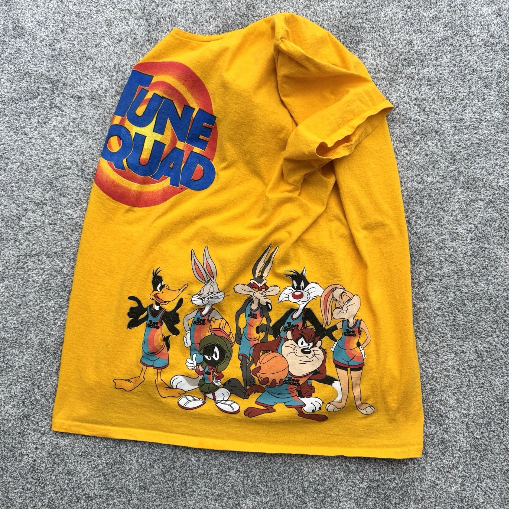 Vintage Space Jam Tune Squad T-shirt Adult XL New Legacy Bugs Bunny Taz Yellow Cartoon Movie Space Mens Short Sleeve Shirt 90s? Size US XL / EU 56 / 4 - 5 Thumbnail
