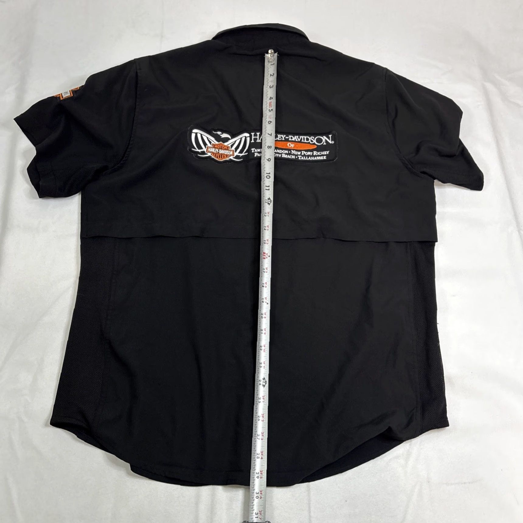 Harley Davidson Harley-Davidson Shirt Men Team Member Button Up Motorcycle Biker Short Sleeve XL Black Cotton Polyester Graphic Print Button Embroidered Collared入り Size US XL / EU 56 / 4 - 8 Thumbnail