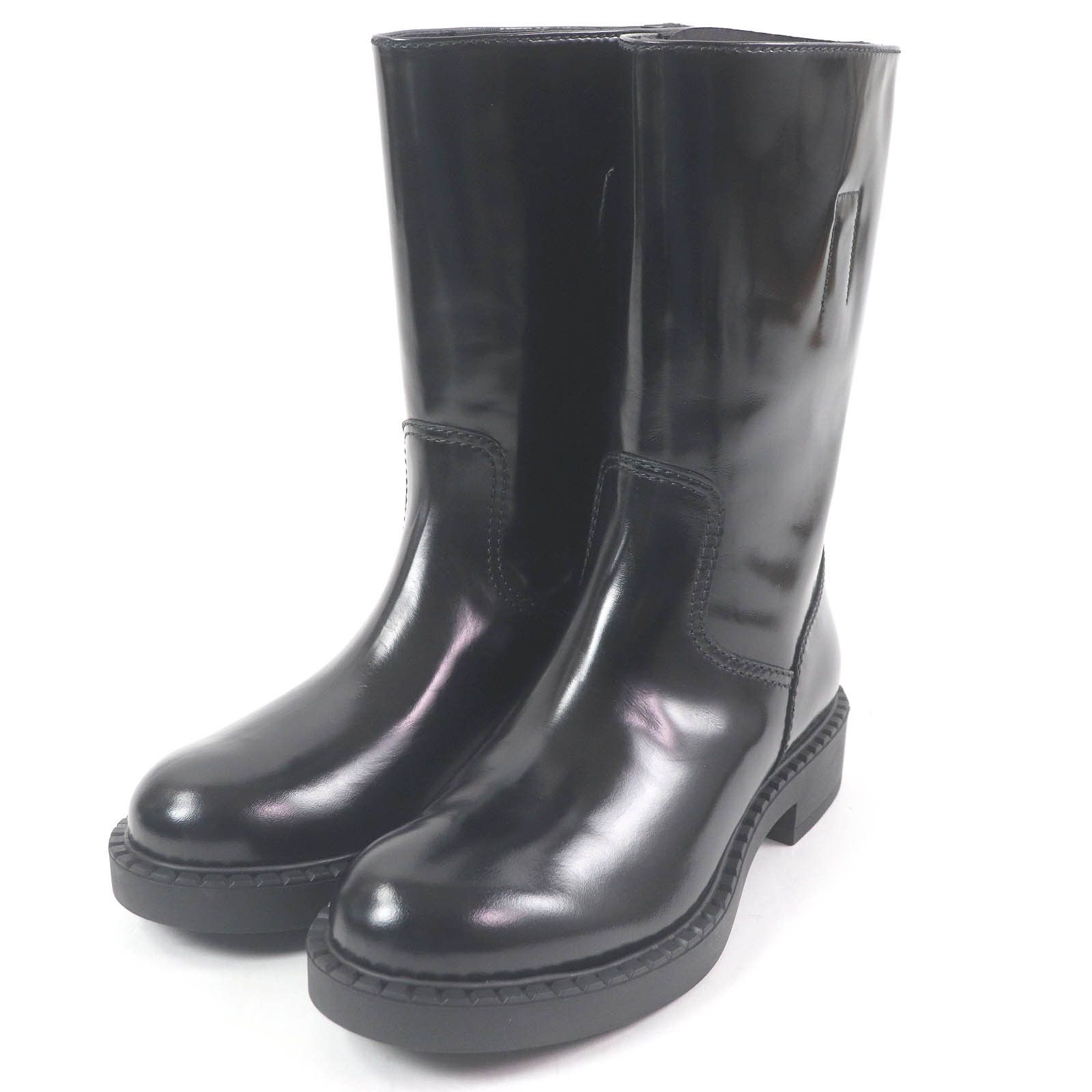 Prada Prada 2Ue012 Brushed Leather Engineer Boots Leather Shoes 2Ue012 in Black, Men's