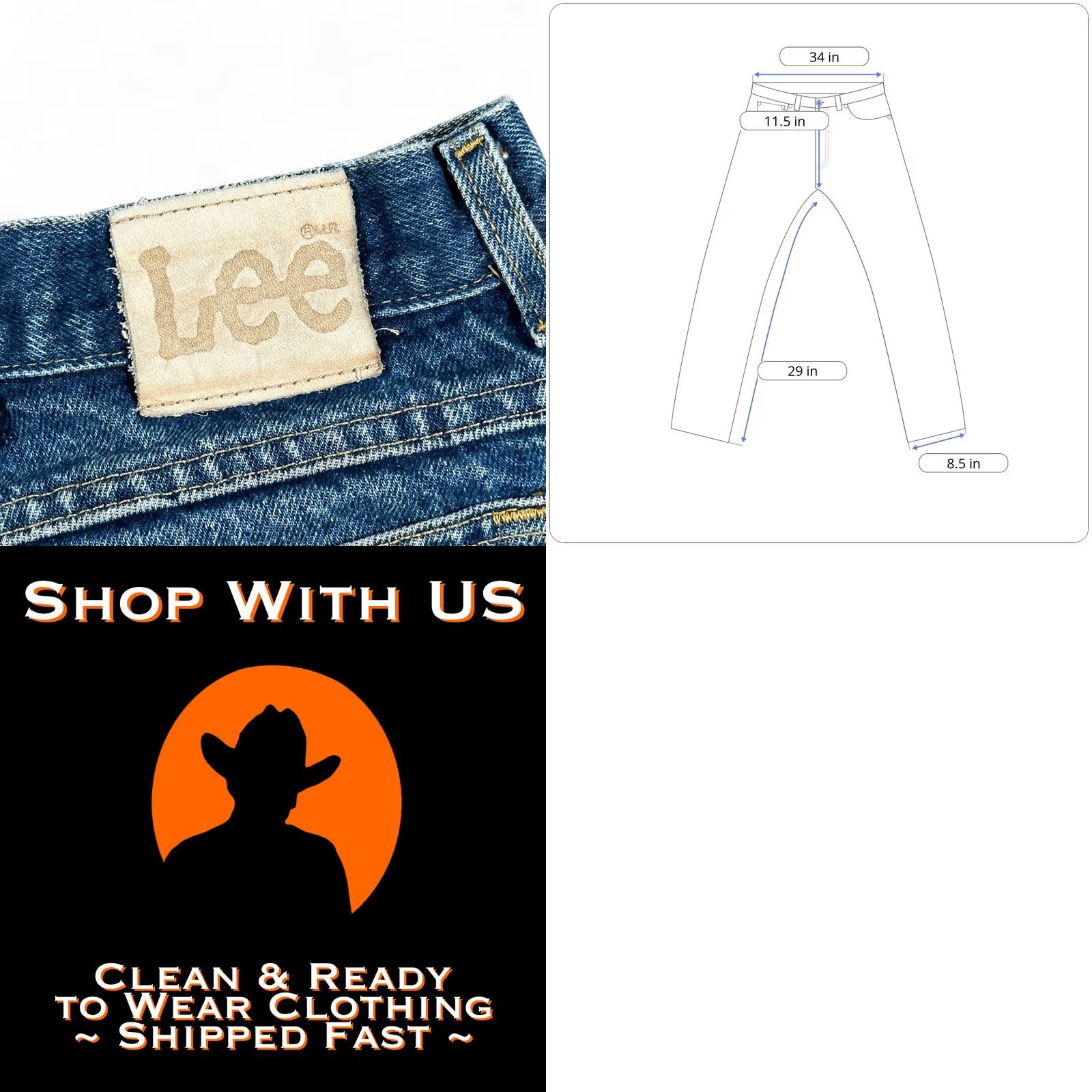 Lee VINTAGE Lee Jeans Mens 34x29 Blue Dark Wash Relaxed Fit Straight Denim Fade 90s Jeans Mens 34 Blue 90s Denim Lee Size US 34 / EU 50 - 8 Thumbnail