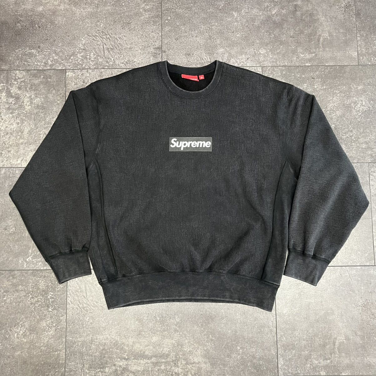 トップス Supreme washed box logo crewneck black Supreme Washed Box Logo Crewneck L 黒