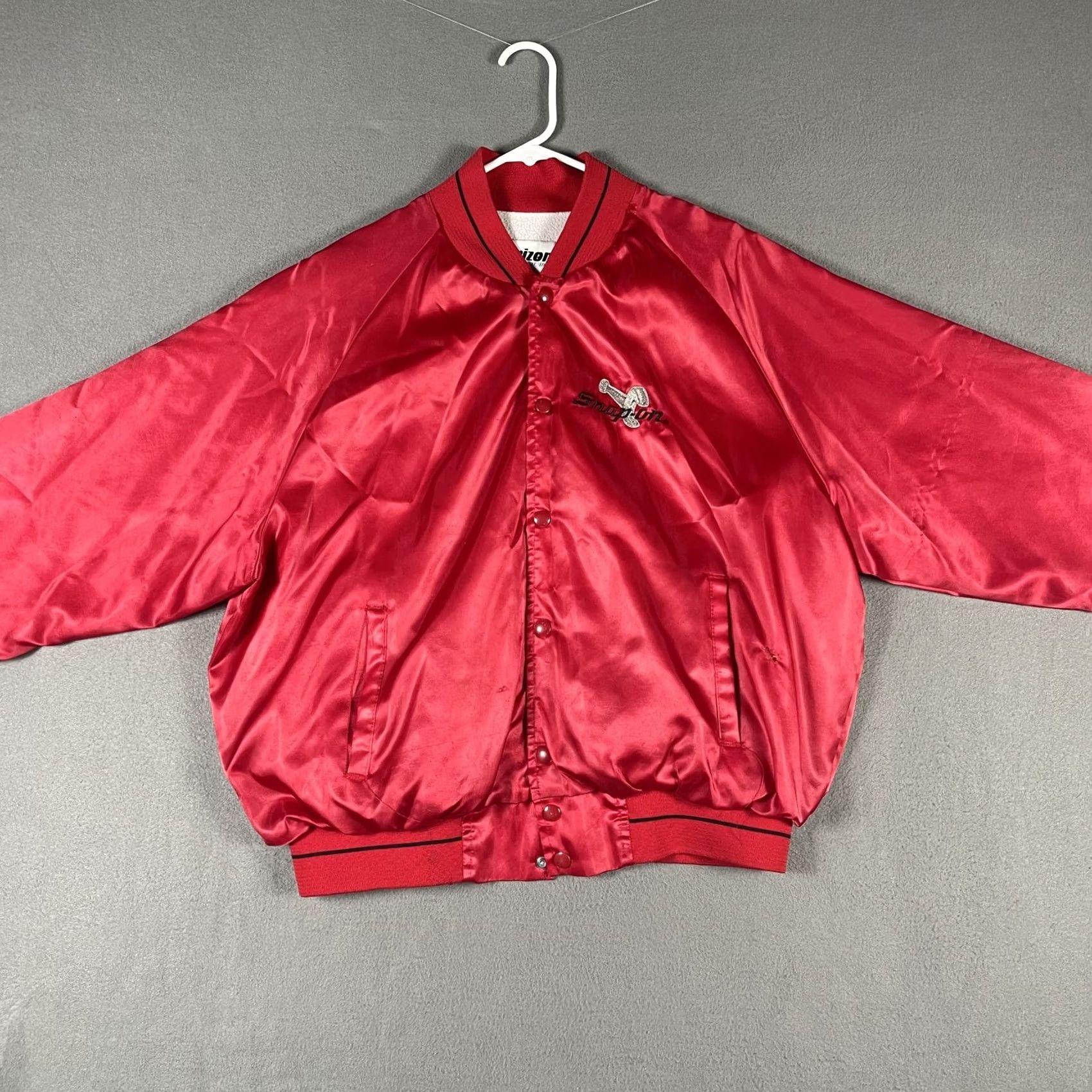 Vintage VINTAGE Horizon Sportswear Snap-on Jacket Mens XL Red Satin Bomber Mechanic Auto Shop USA 90s Size US XL / EU 56 / 4 - 4 Thumbnail