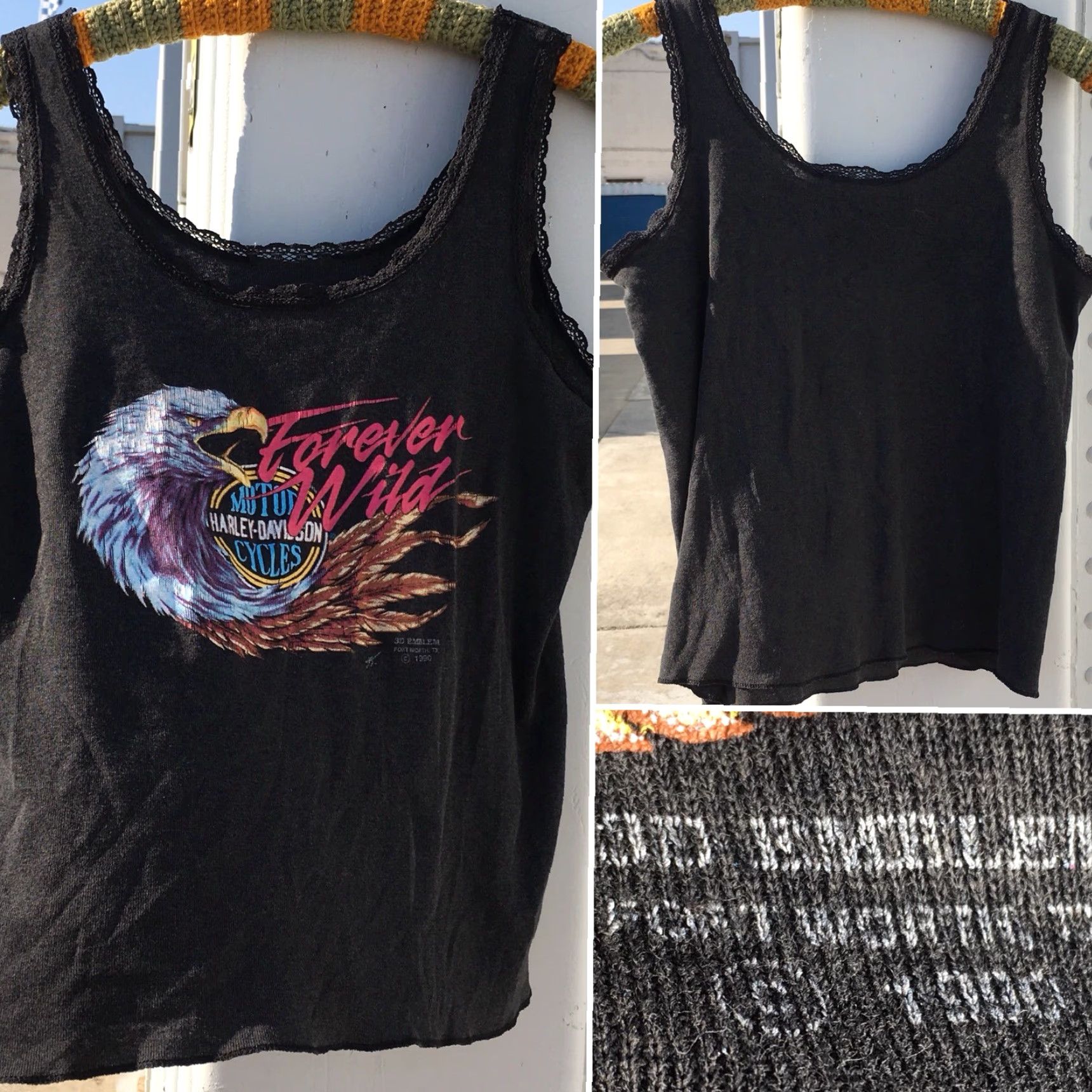 Harley Davidson VINTAGE Harley-Davidson Tank Top 3D EMBLEM Forever Wild Gray M 1990s Boys/Girls? Size M / US 6-8 / IT 42-44 - 2 Thumbnail