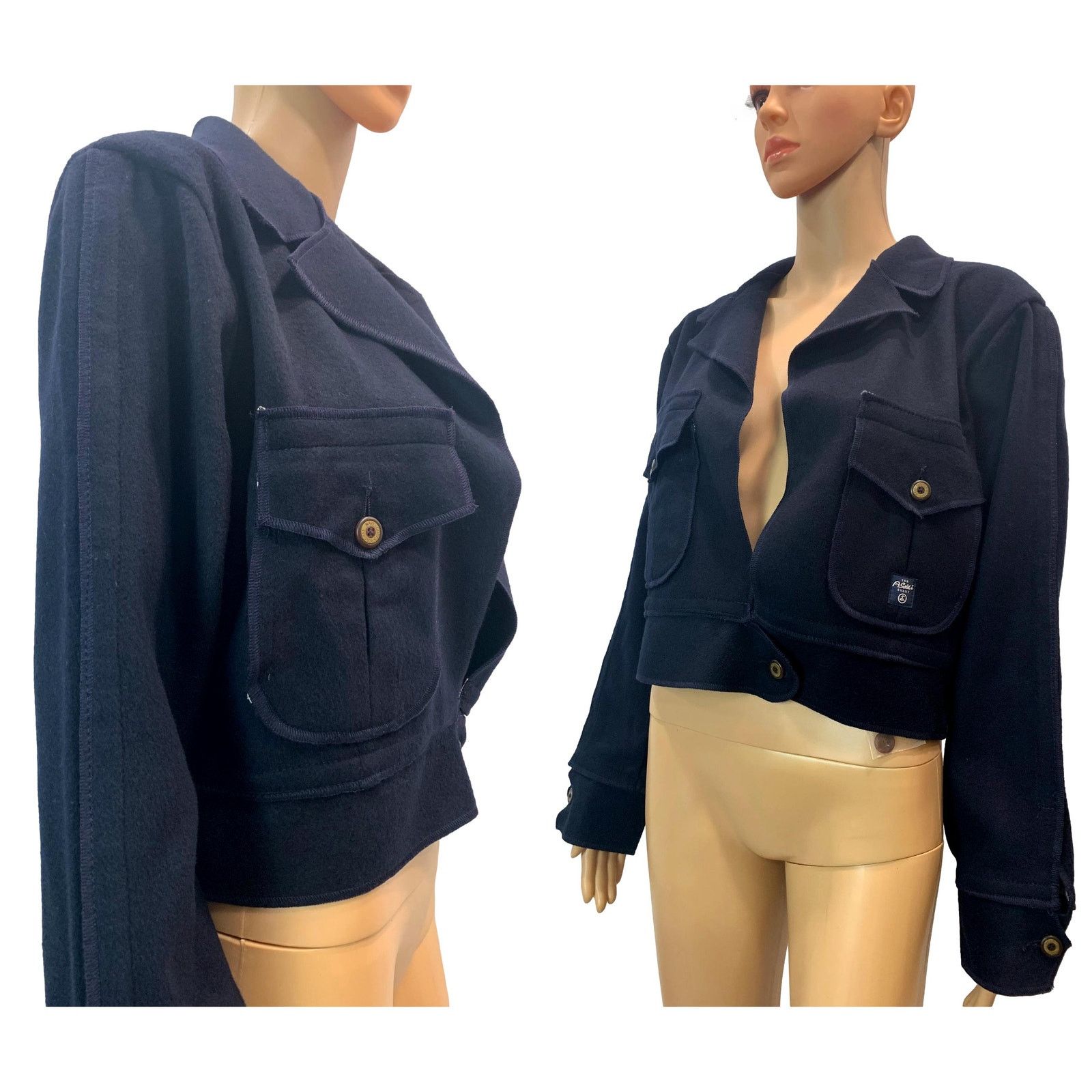 AG Adriano Goldschmied × Agolde A Gold E Goldschmied Navy Blue Military Casual Crop Jacket Size M / US 6-8 / IT 42-44 - 9 Thumbnail