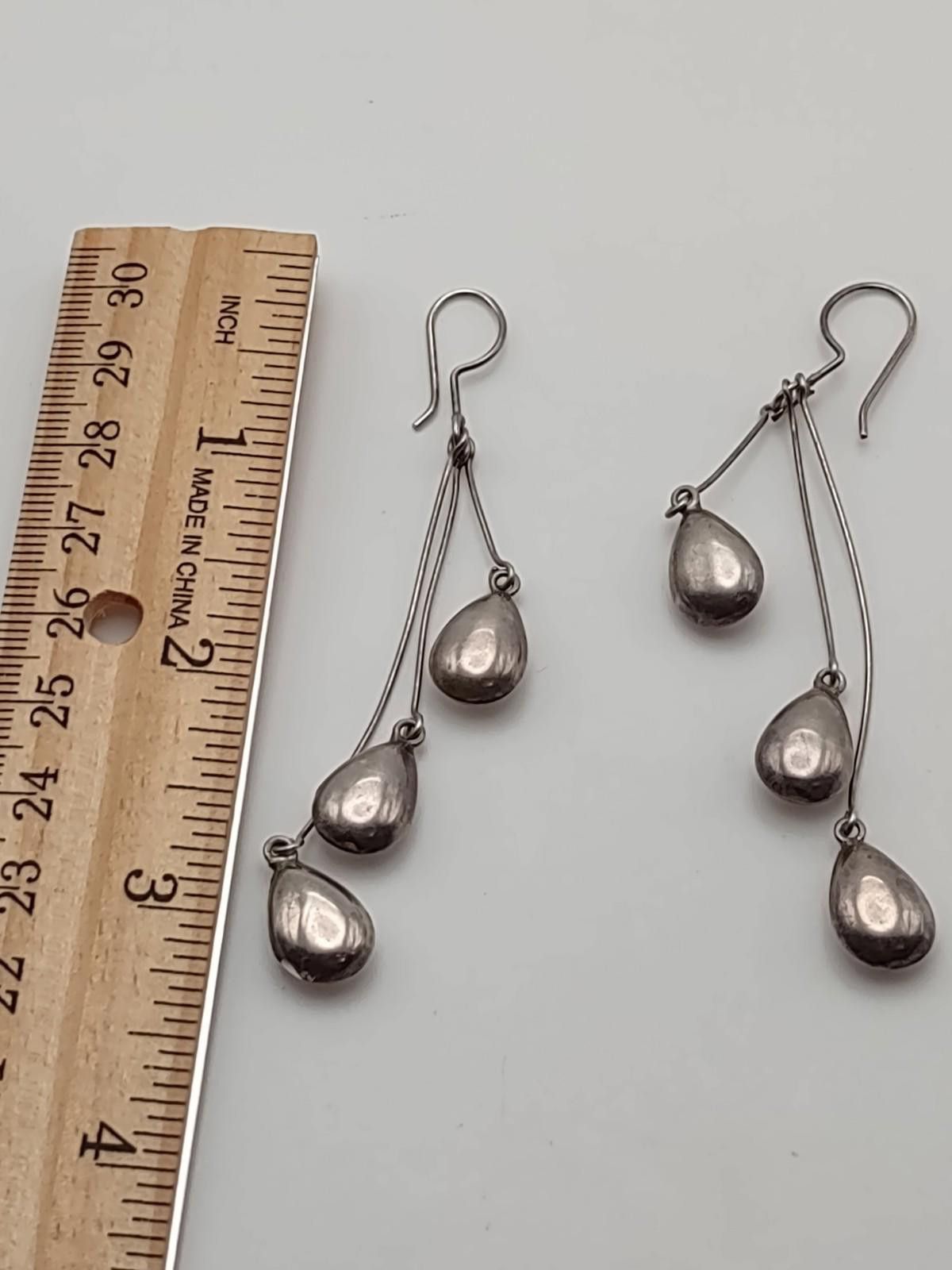 The Unbranded Brand Sterling Silver Teardrop Kinetic Dangle Earrings 925 Size ONE SIZE - 3 Thumbnail