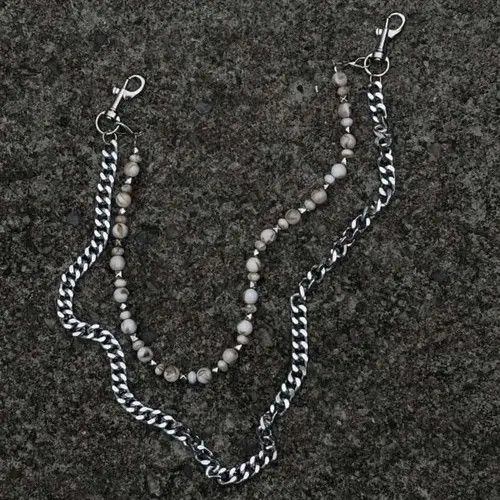 Jewelry Turquoise Beaded Pants Chain – Retro Gray White Style Size ONE SIZE - 1 Thumbnail