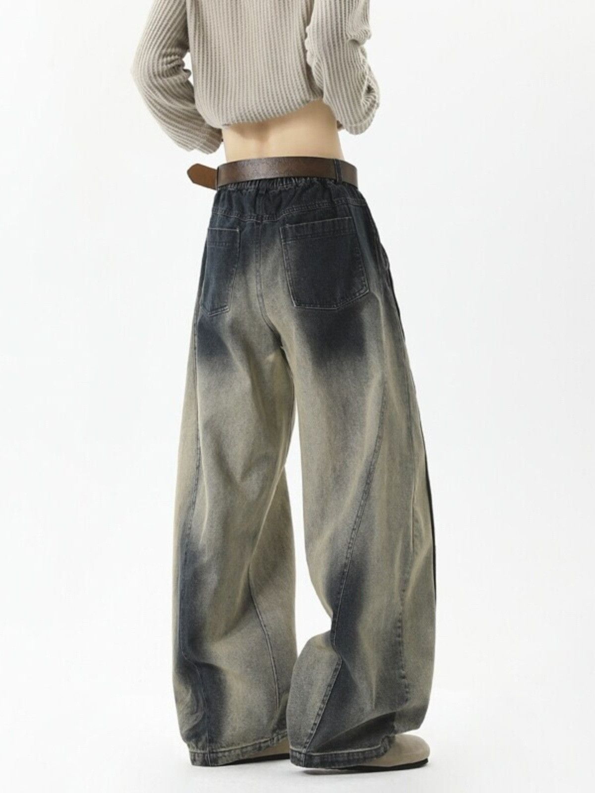 Japanese Brand High-street retro blue gradient patchwork curved jeans Size US 32 / EU 48 - 5 Thumbnail