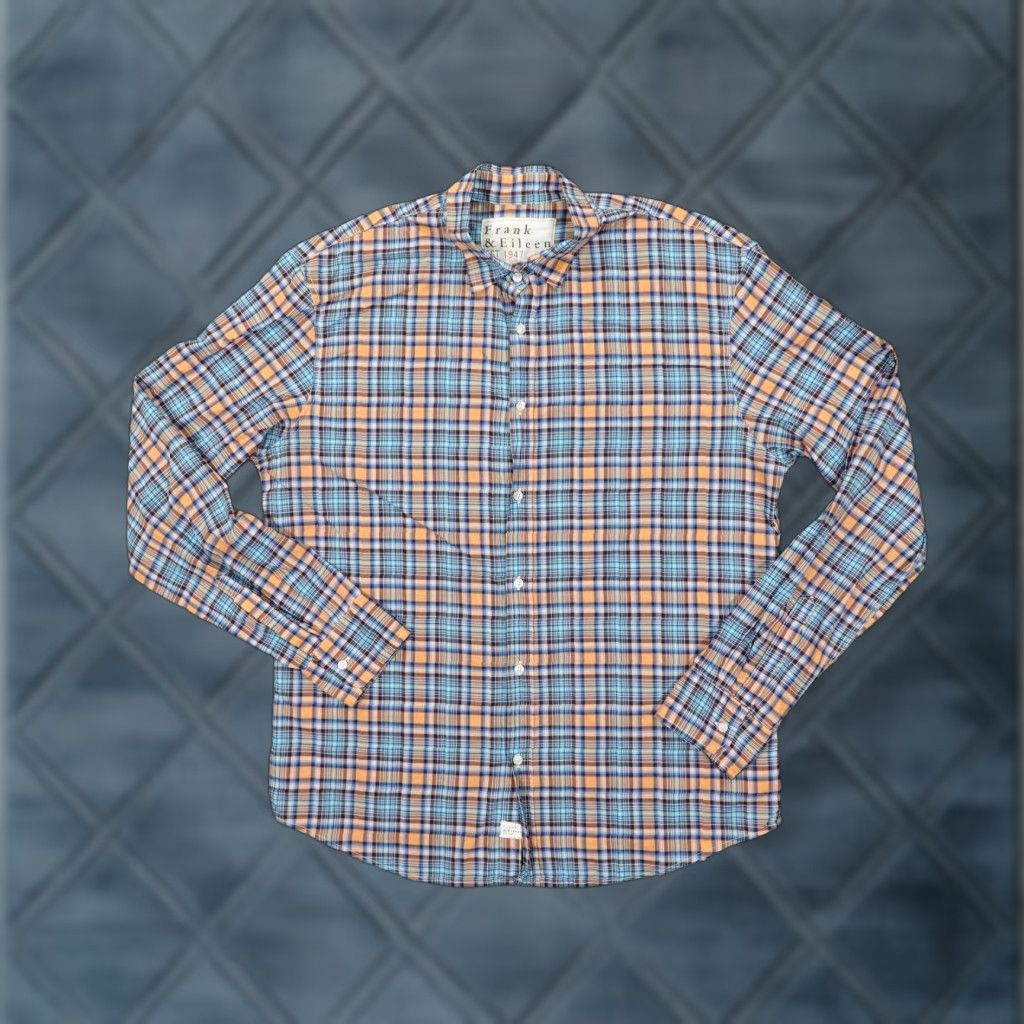 Frank & Eileen Frank & Eileen Shirt Mens Large Orange Blue Plaid Button-Down Paul Made in USA Size US L / EU 52-54 / 3 - 1 Thumbnail