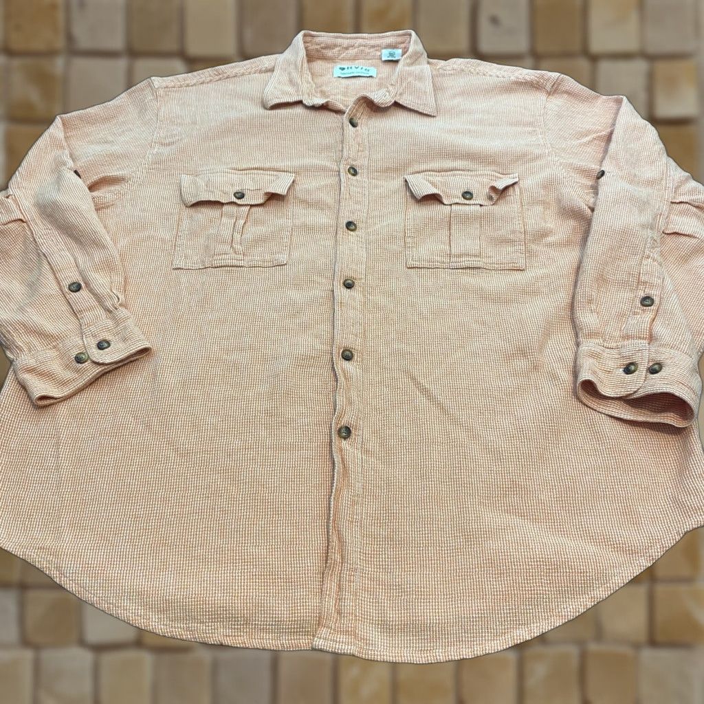 Orvis Orvis Shirt Mens 2XL Orange Woven Flap Pockets Long Sleeve Collar Button Camp Size US XXL / EU 58 / 5 - 1 Thumbnail
