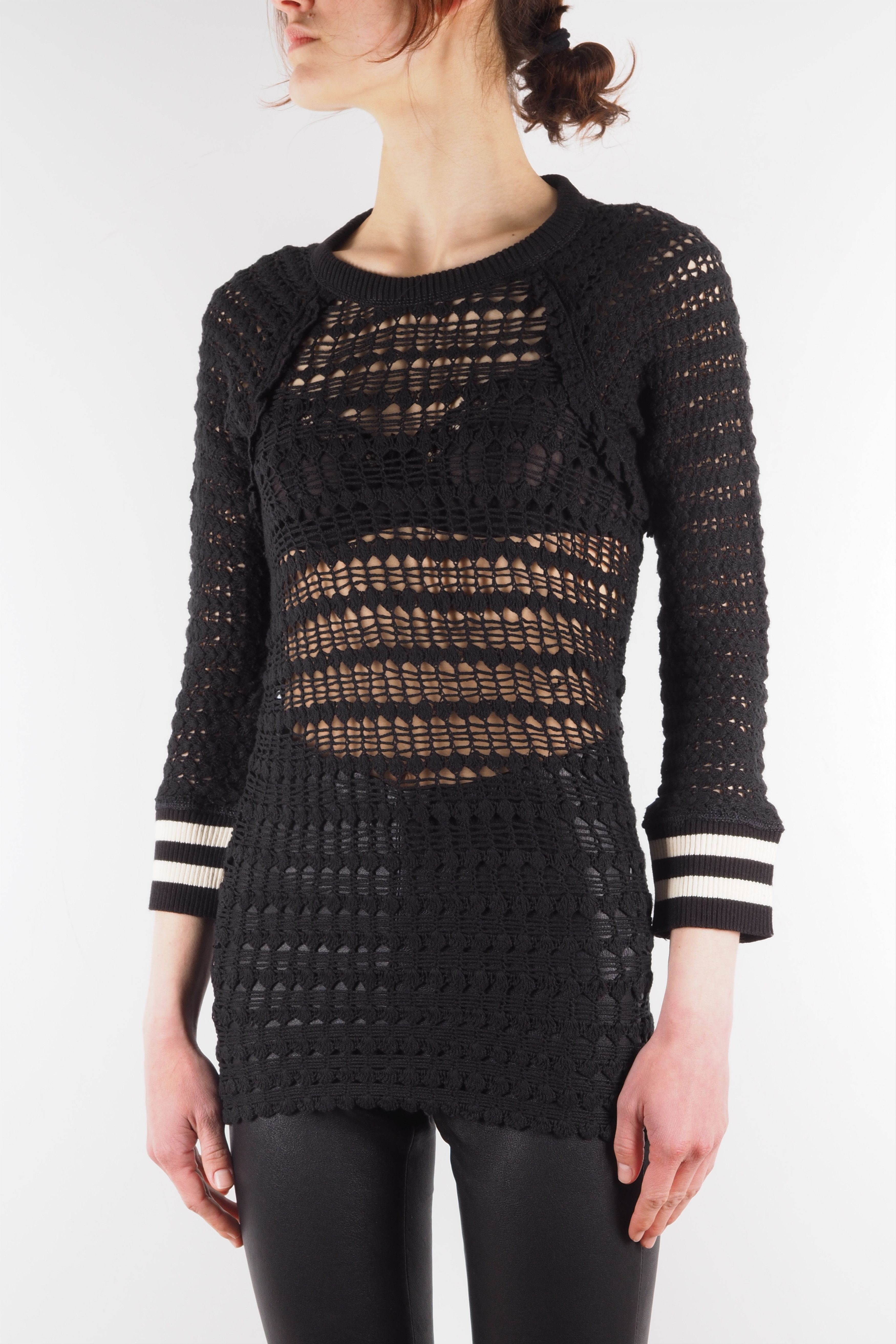 Isabel Marant × Isabel Marant Etoile Isabel Marant Etoile Black Open Knit Sheer Sweater Top Tunic Size S / US 4 / IT 40 - 2 Thumbnail