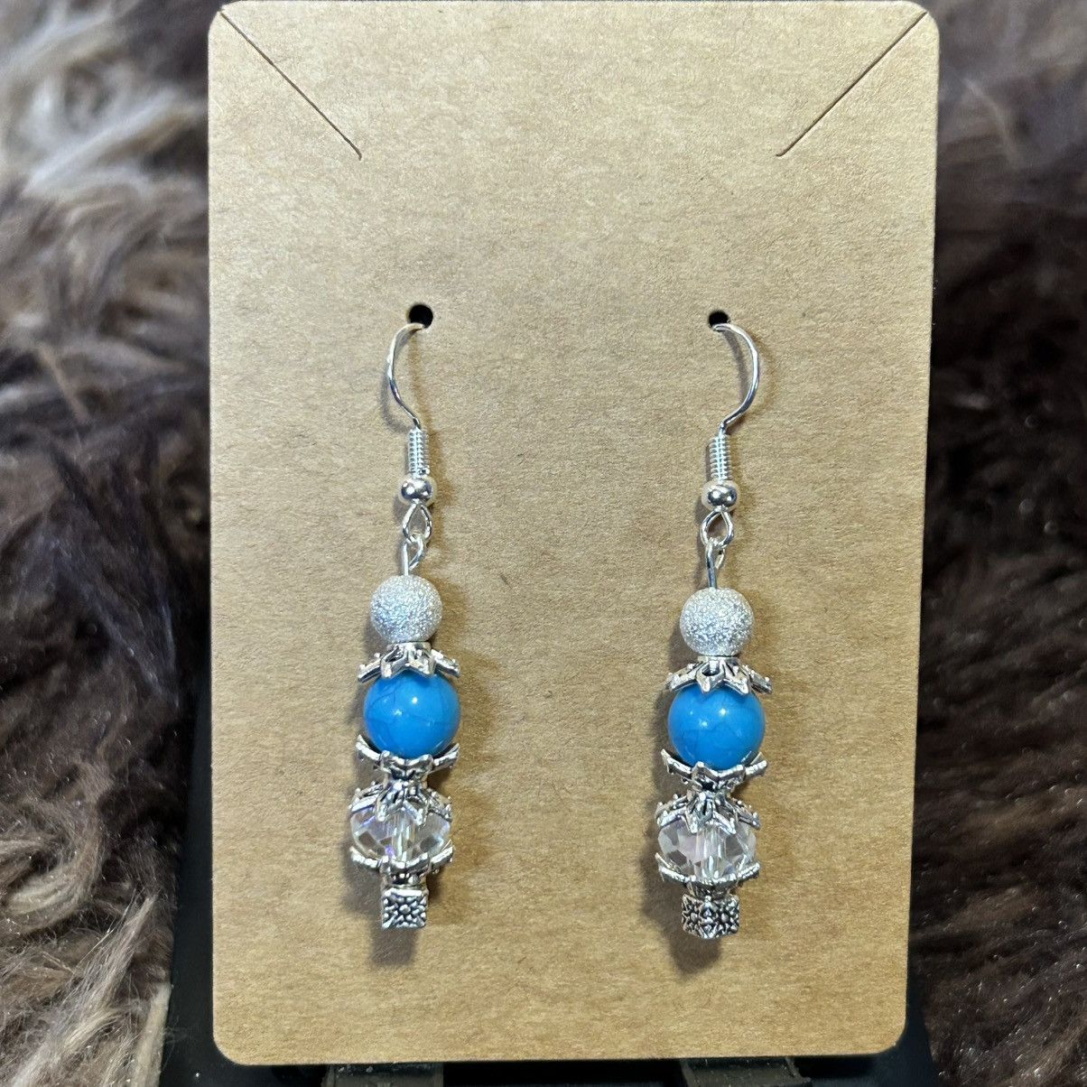 Handmade Handcrafted vintage bead faux turquoise earrings Size ONE SIZE - 2 Thumbnail