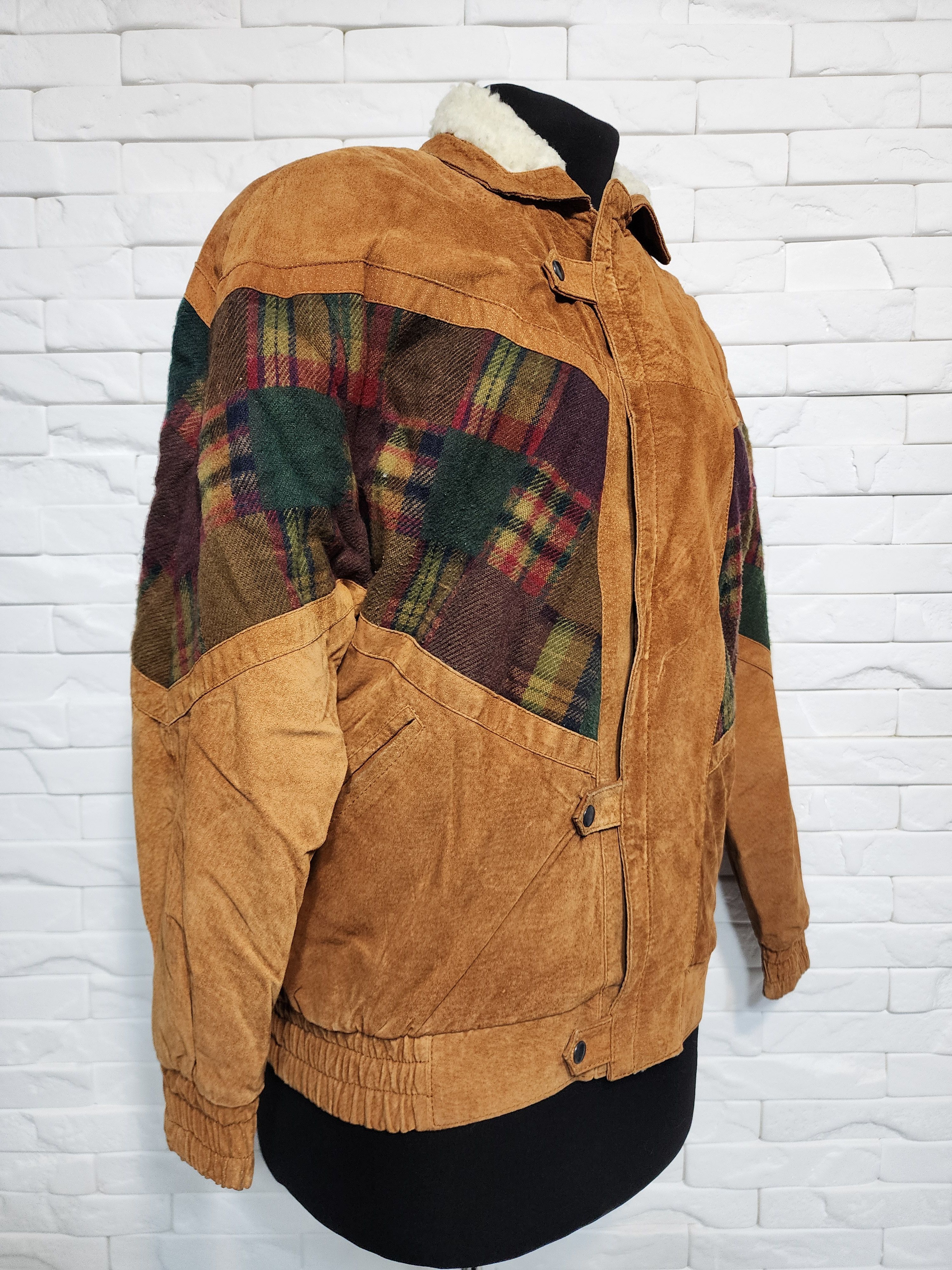 Genuine Leather Men's Brown Suede Bomber Jacket: Zippered Vintage Style Size US L / EU 52-54 / 3 - 2 Thumbnail