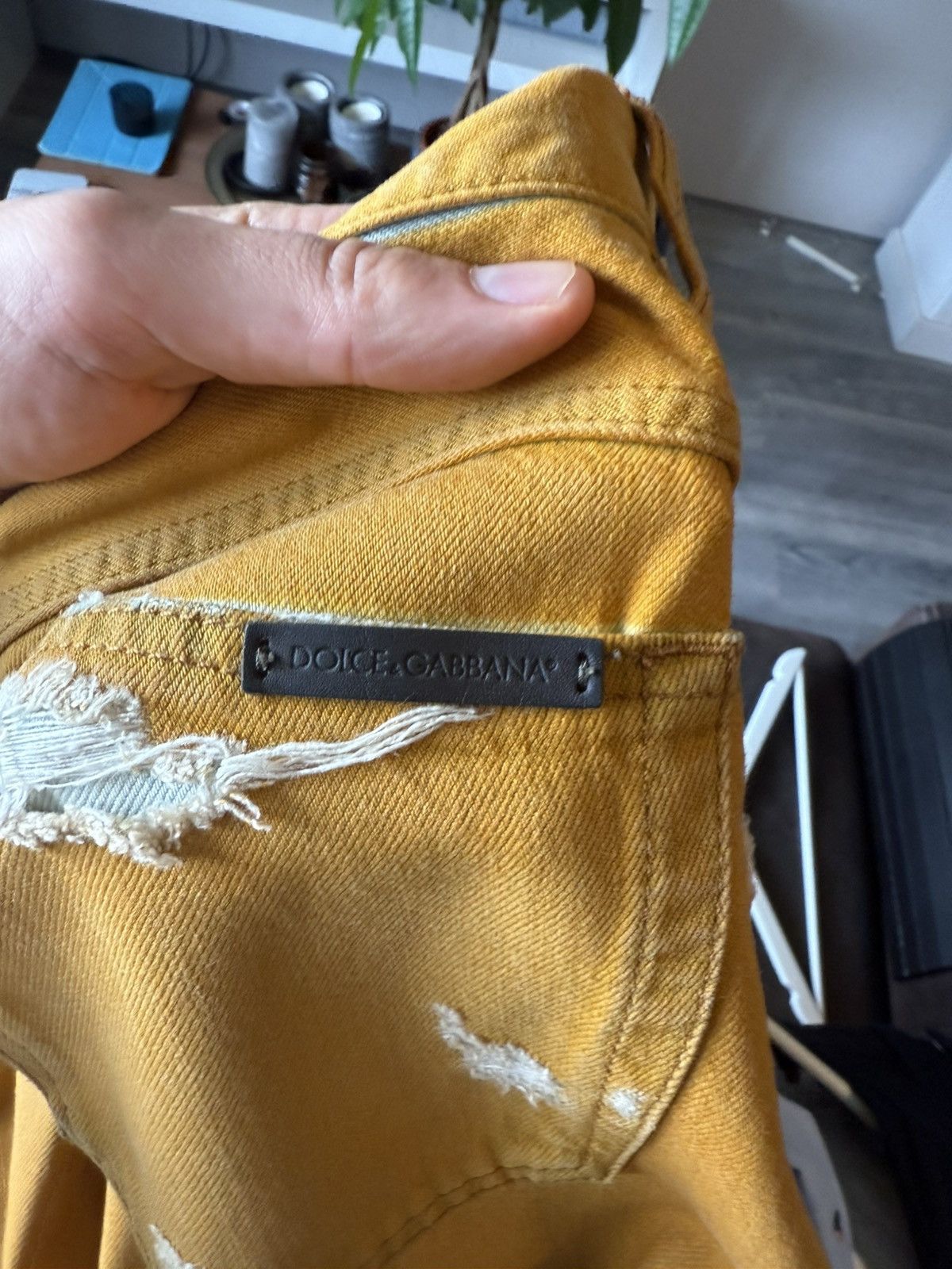 Dolce & Gabbana Distressed Mustard Denim by Dolce & Gabbana – Size 33 Size US 33 - 17 Thumbnail