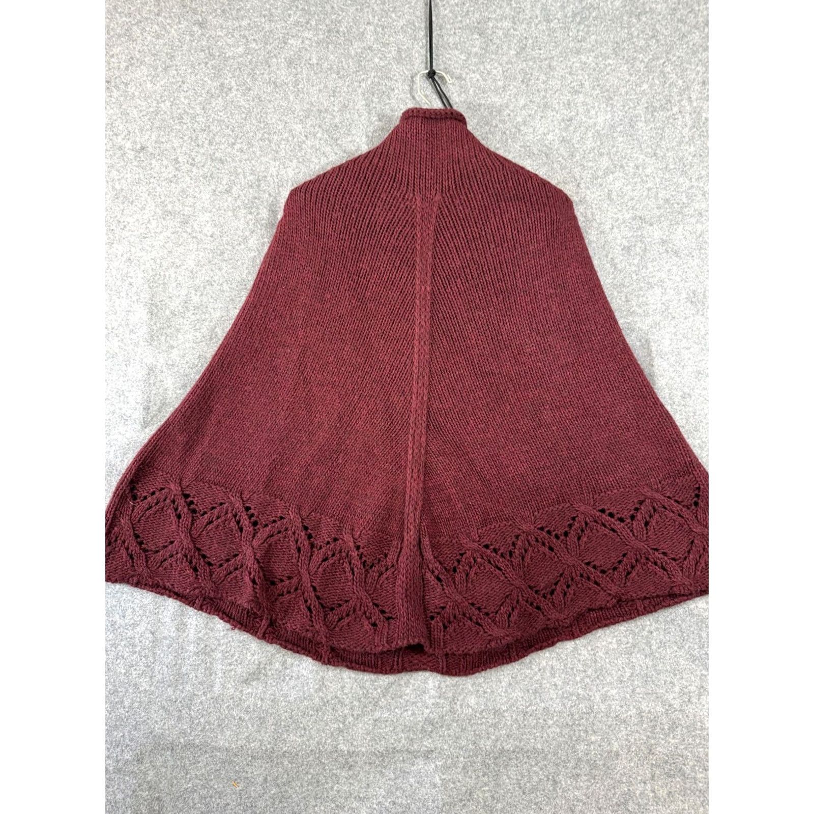 Vintage VINTAGE Cocogio Poncho Cape Sweater Womens OSFA Maroon Wool Blend Knit High Neck Cape Sweater Womens OSFA Maroon Wool Blend Knit High Neck Vintage Size ONE SIZE - 7 Thumbnail