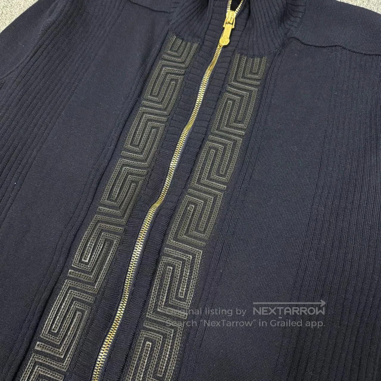 Versace Versace Leather Trim Knit Zip Jacket. Size US M / EU 48-50 / 2 - 3 Thumbnail