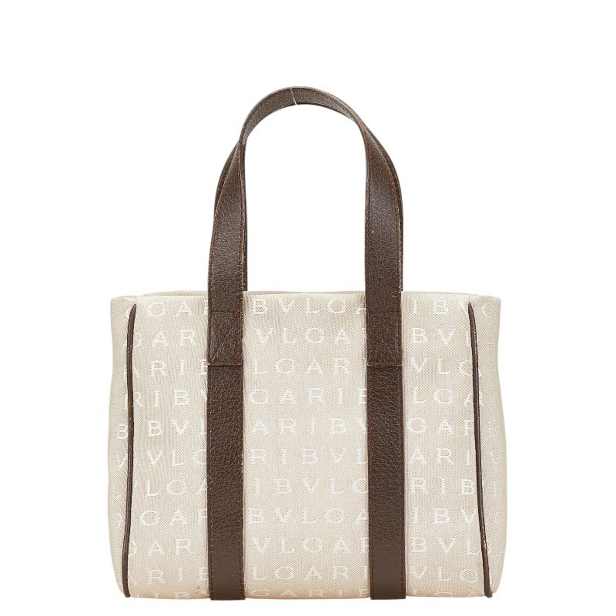 Bvlgari Bvlgari Logomania Handbag Mini Tote Bag Beige Brown Canvas Leather Women's BVLGARI Size ONE SIZE - 1 Thumbnail