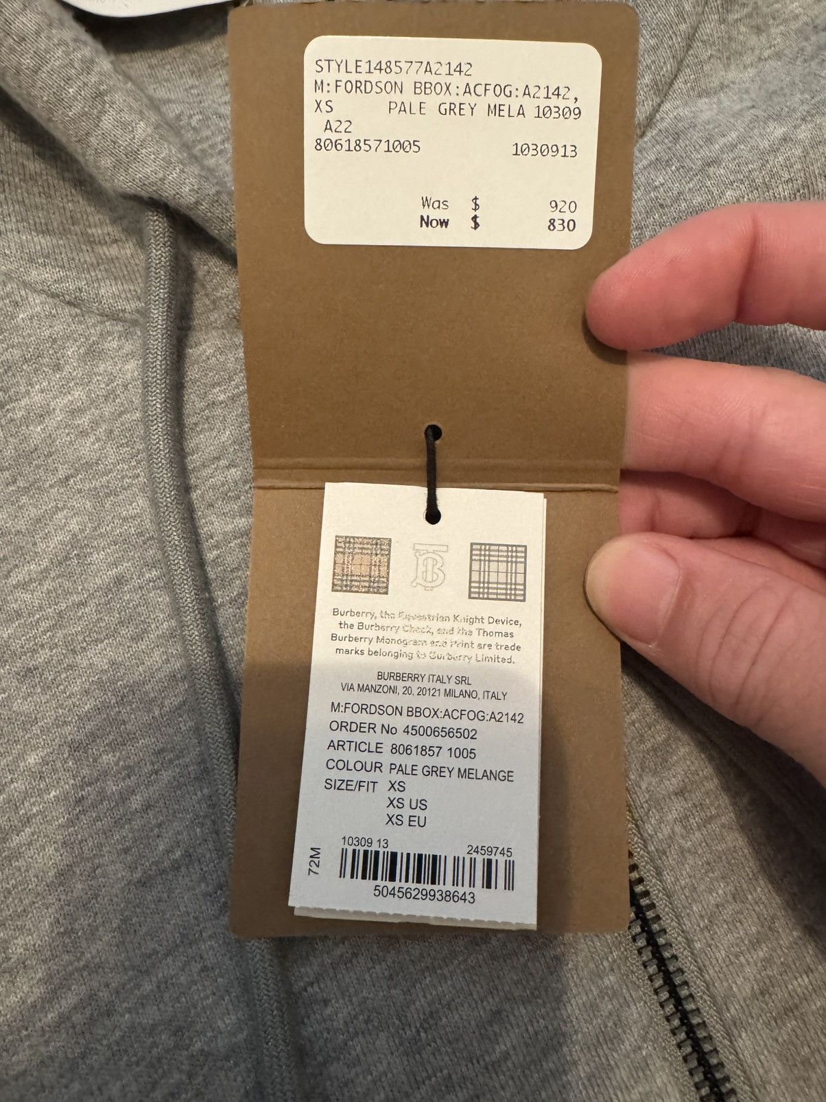 Burberry Burberry Letter Graphic Cotton Blend Zip Hoodie Size US XS / EU 42 / 0 - 7 Thumbnail