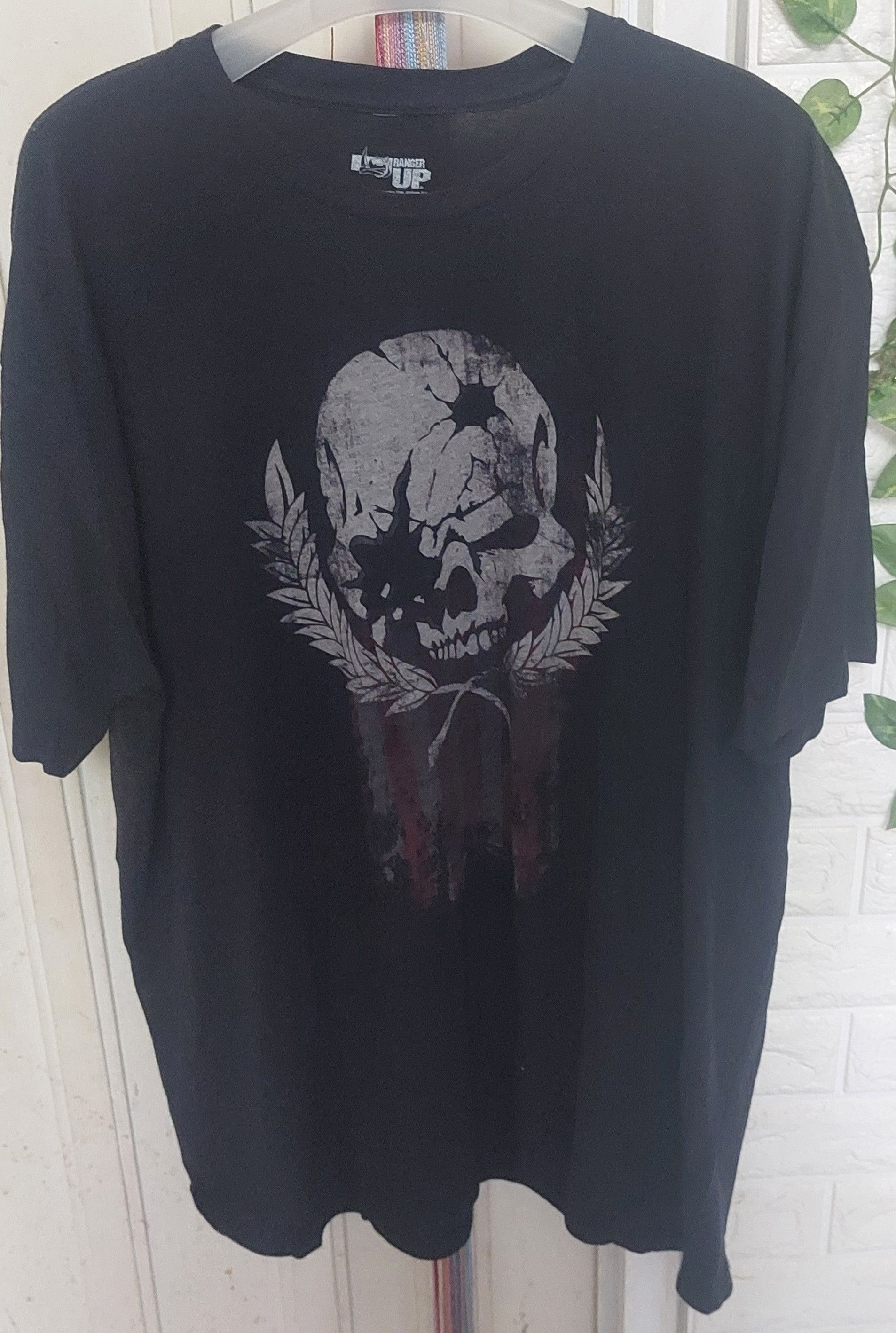 image of Vintage Ranger Up Mens T Shirt Skull in Black (Size 2XL)