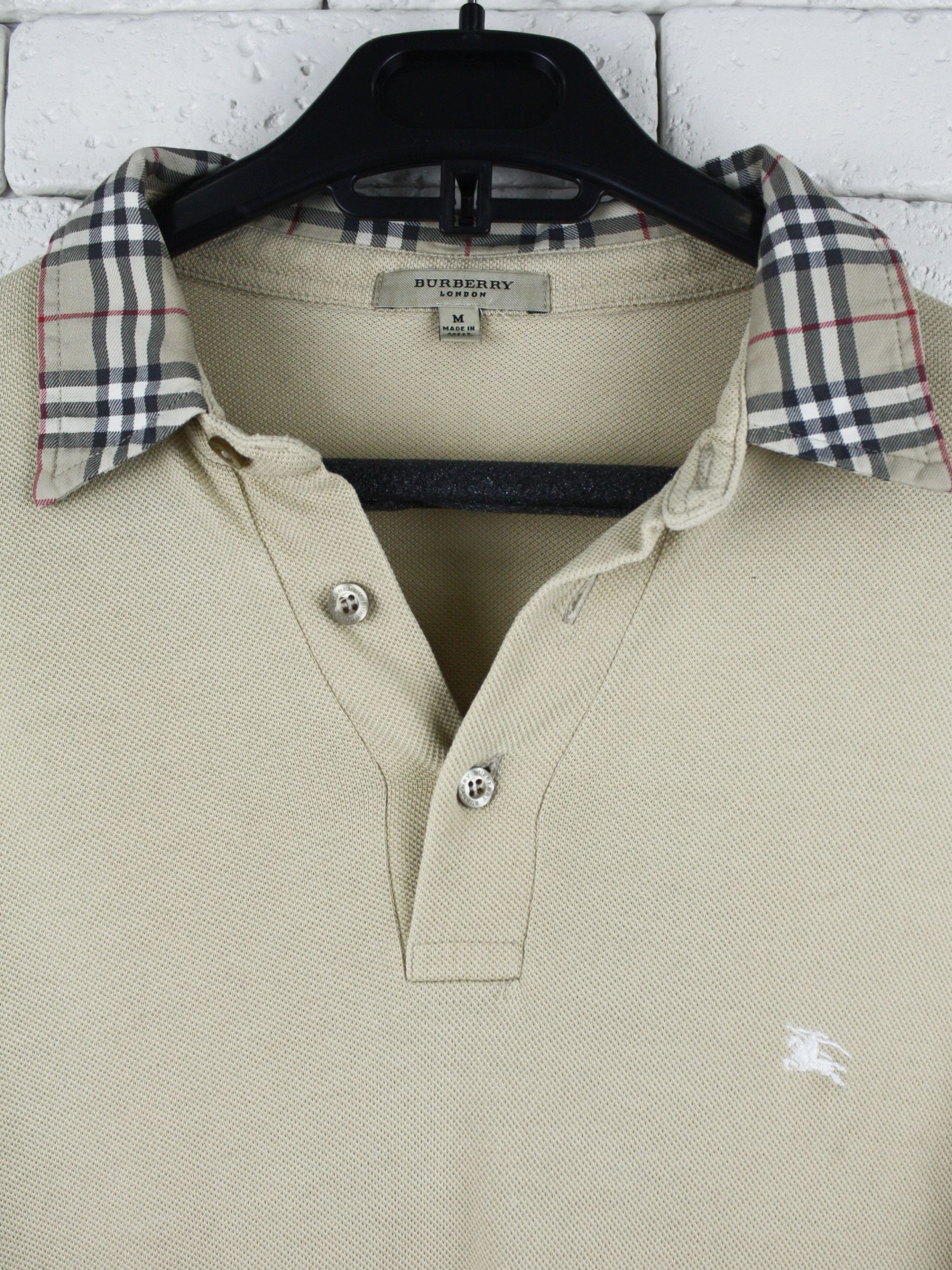 Burberry Burberry Polo Shirt Beige Nova Check Collar Vintage Size US M / EU 48-50 / 2 - 3 Thumbnail
