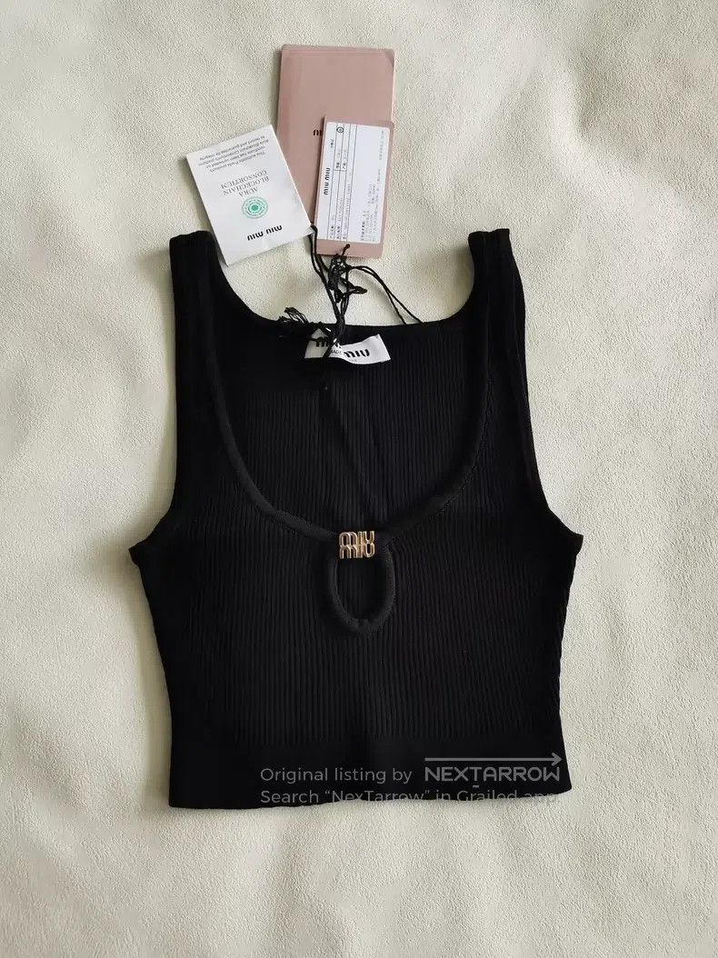 Miu Miu 38 Black metal logo vest