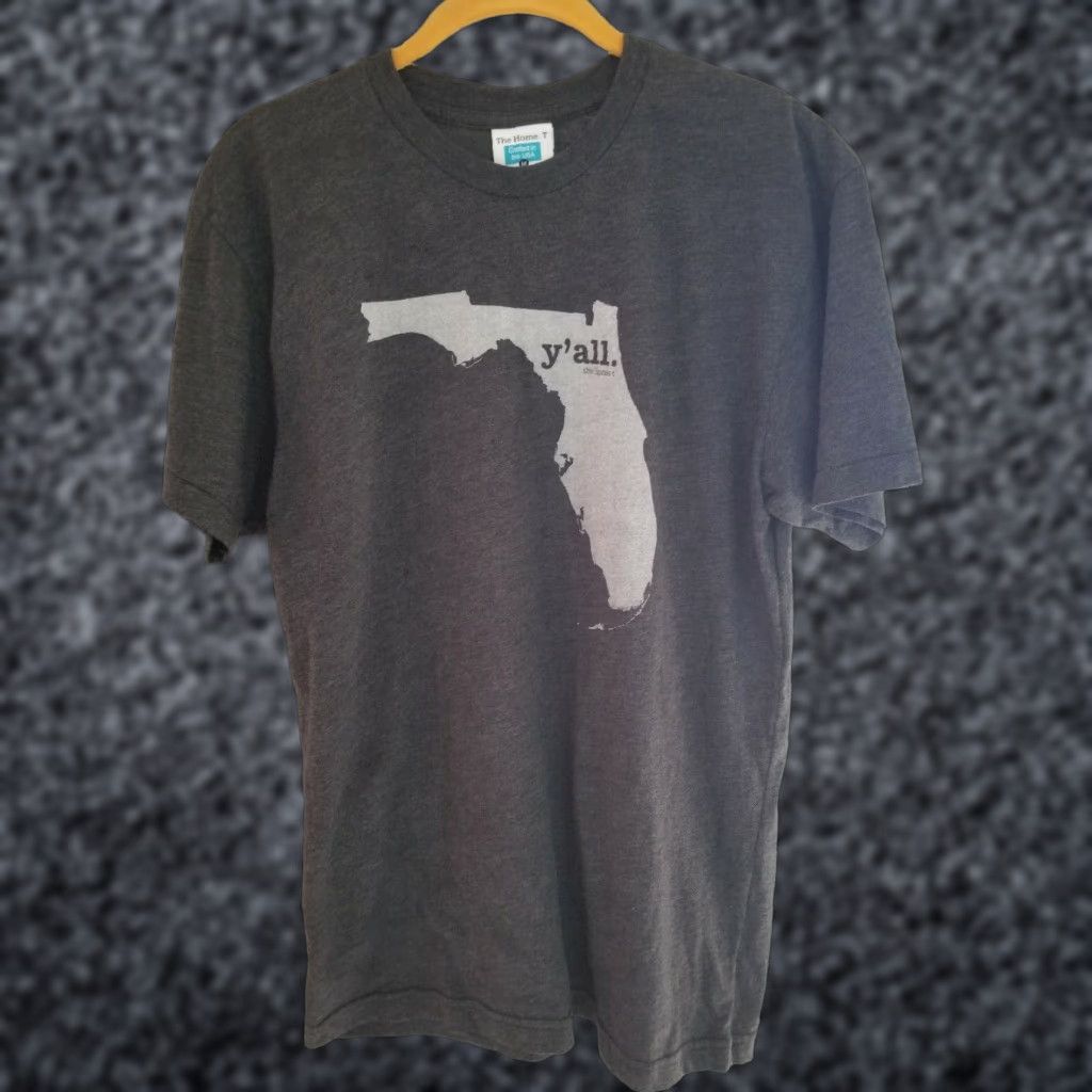 Vintage VINTAGE The Home T Florida ya'll State Shape T Shirt Mens M Gray Retro Shirt Regular Short Sleeve Crew Neck Boys or Mens Size M / US 6-8 / IT 42-44 - 1 Thumbnail