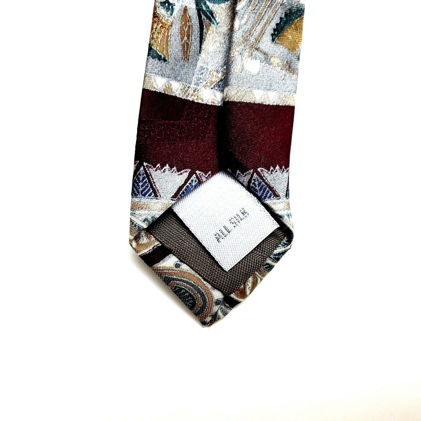 Pierre Cardin Pierre Cardin Red Silk Tie Print Wide Abstract Size ONE SIZE - 4 Thumbnail