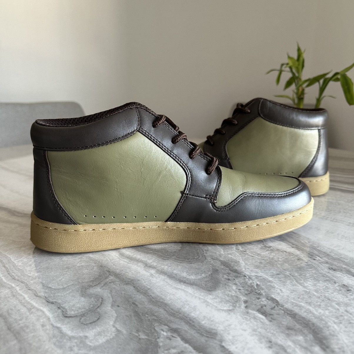 Stussy Vintage Stussy Imperial Olive Brown Leather Mid Top Sneakers Size US 10.5 / EU 43-44 - 6 Thumbnail