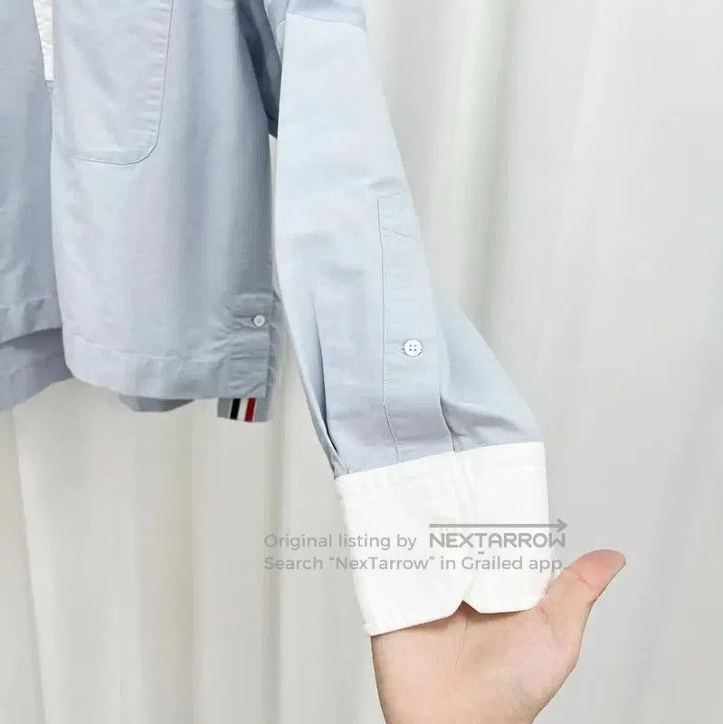 Thom Browne Thom Browne Light Blue Logo Long Sleeve Shirt . Size US S / EU 44-46 / 1 - 4 Thumbnail