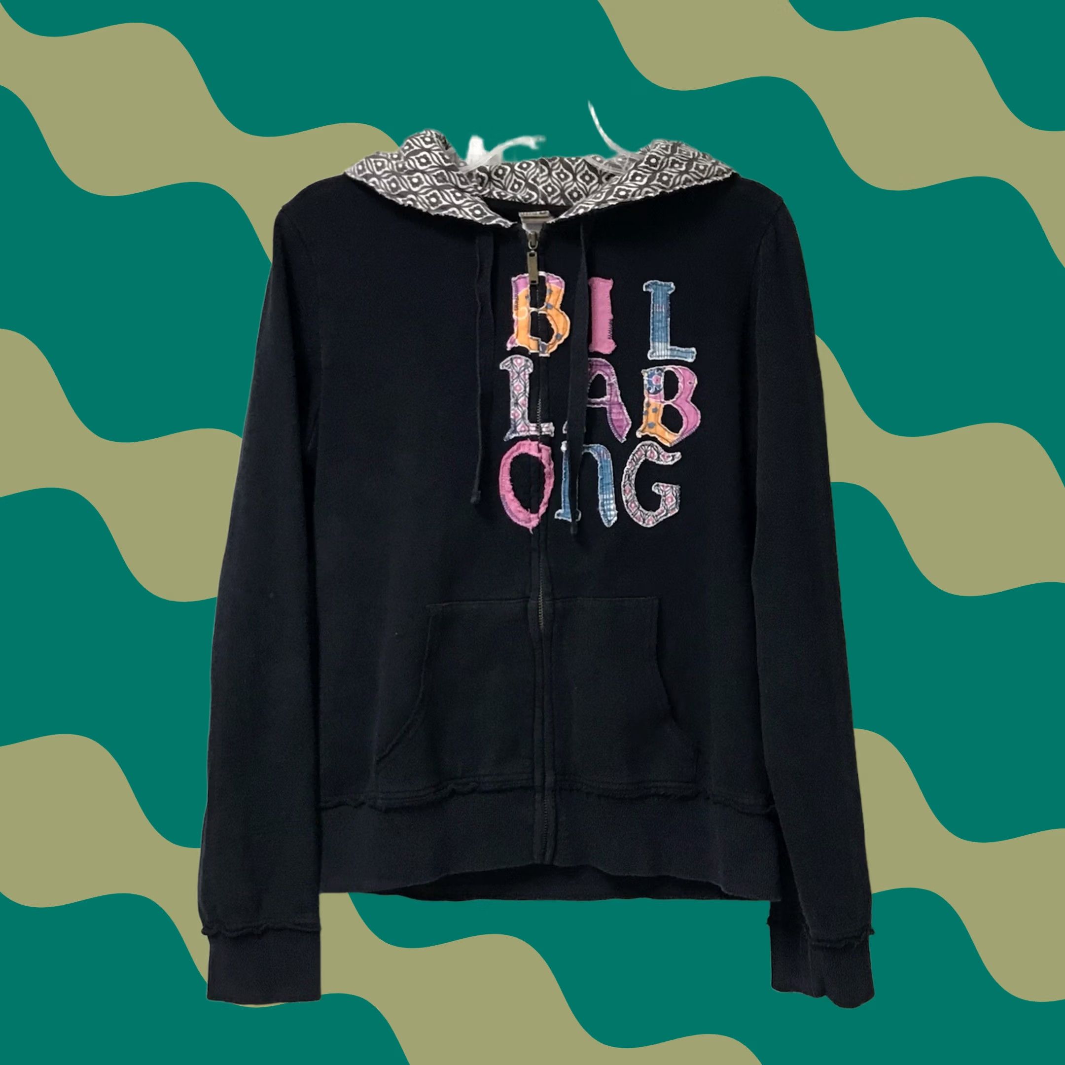 Billabong VTG Billabong Women Black Patchwork Y2K Distressed Zip Hoodie Sweatshirt XL Size XL / US 12-14 / IT 48-50 - 1 Thumbnail